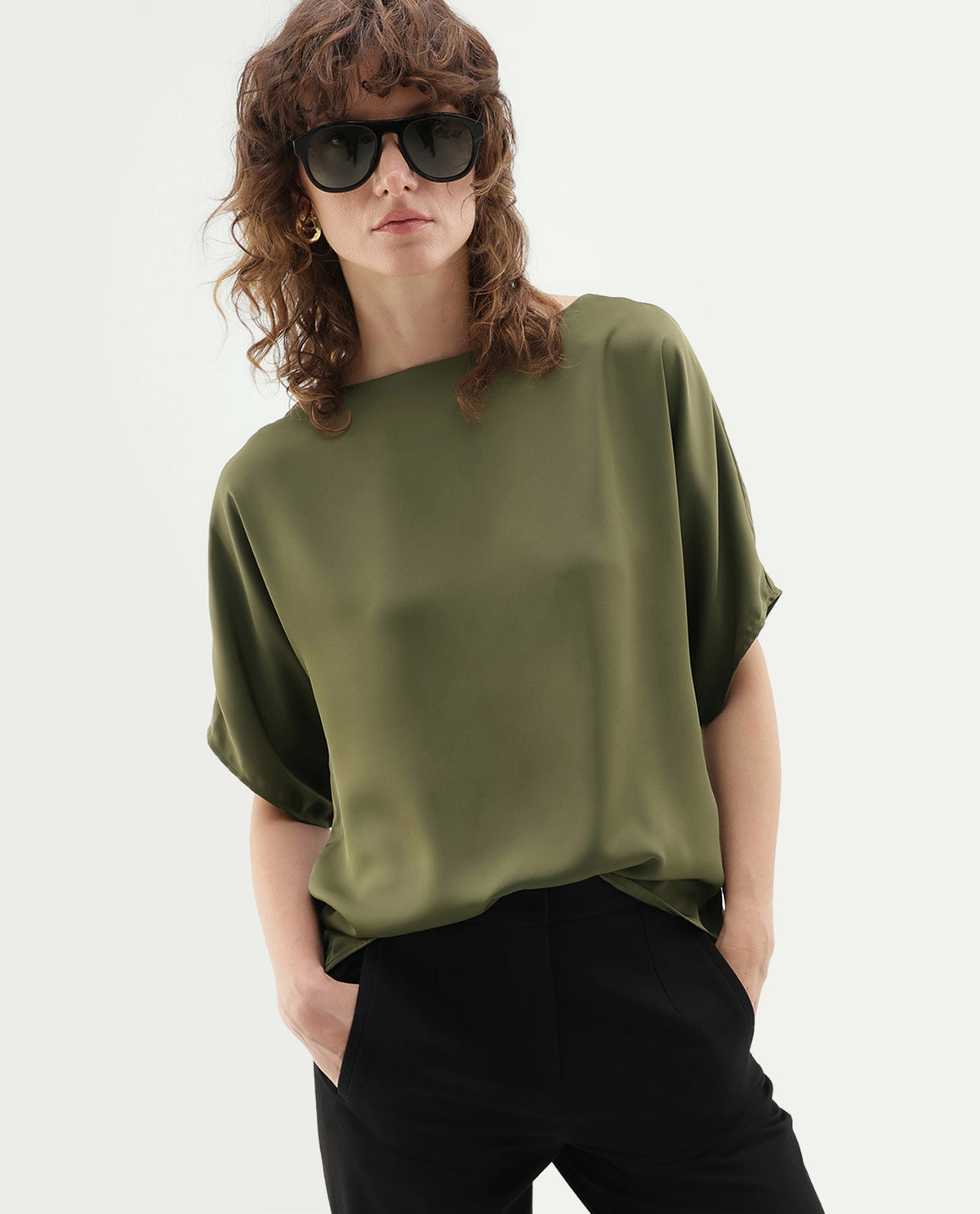 Rareism Women's Yang Gold Polyester Button Relaxed Fit Top