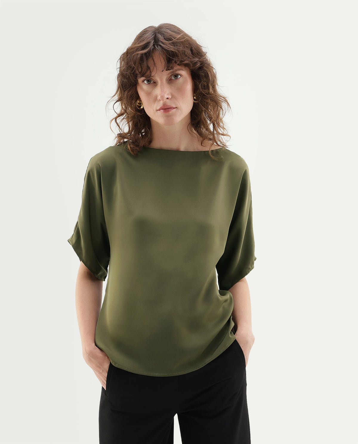 Rareism Women's Yang Gold Polyester Button Relaxed Fit Top