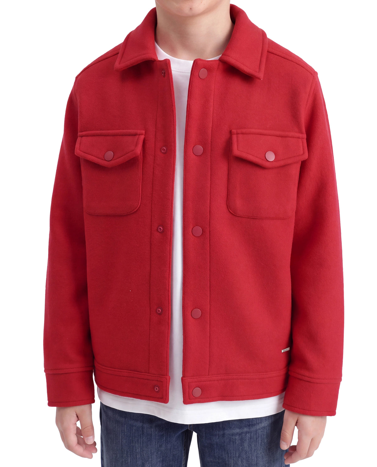 Rare Ones Kids Tweedo-K Red Polyester Fabric Button Closure Regular Fit Plain Jacket