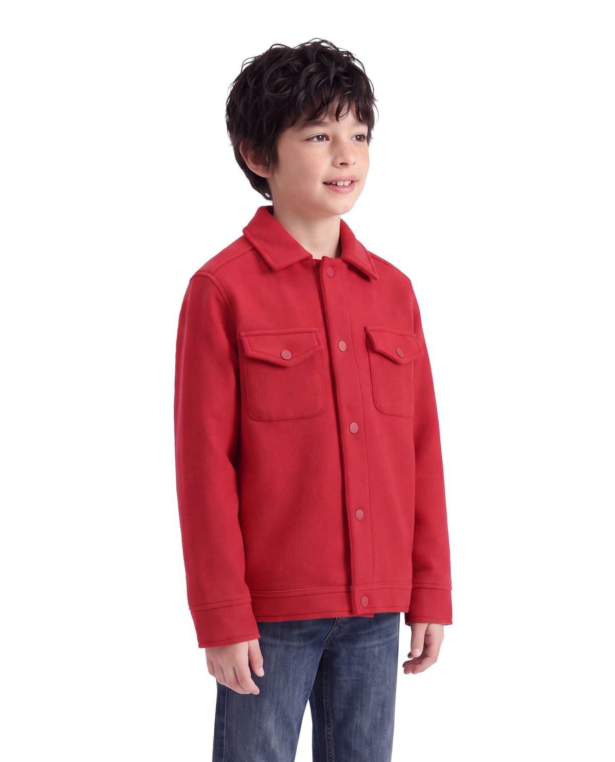 Rare Ones Kids Tweedo-K Red Polyester Fabric Button Closure Regular Fit Plain Jacket