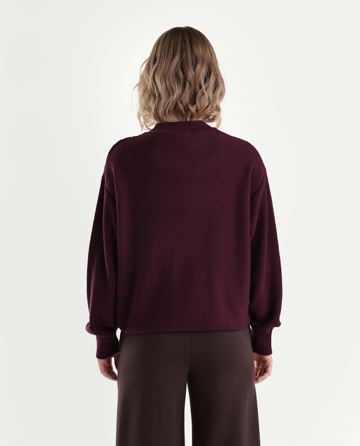 Rareism Women's Lak Dark Maroon Cotton Pull-On Oversized Fit Sweater - image 7