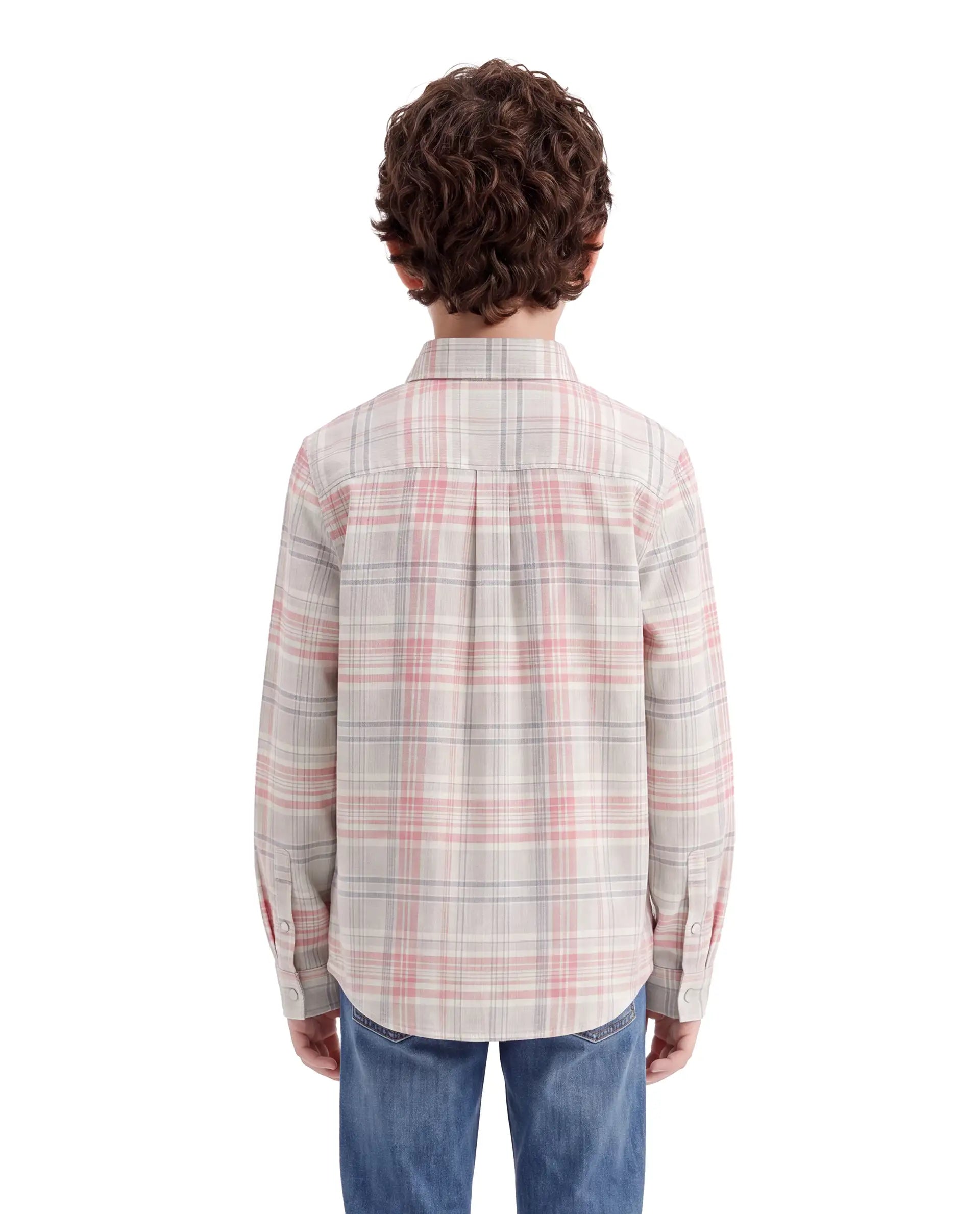 Rare Ones Kids Tom Light Red Cotton Fabric Button Closure Relaxed Fit Checked Shirt