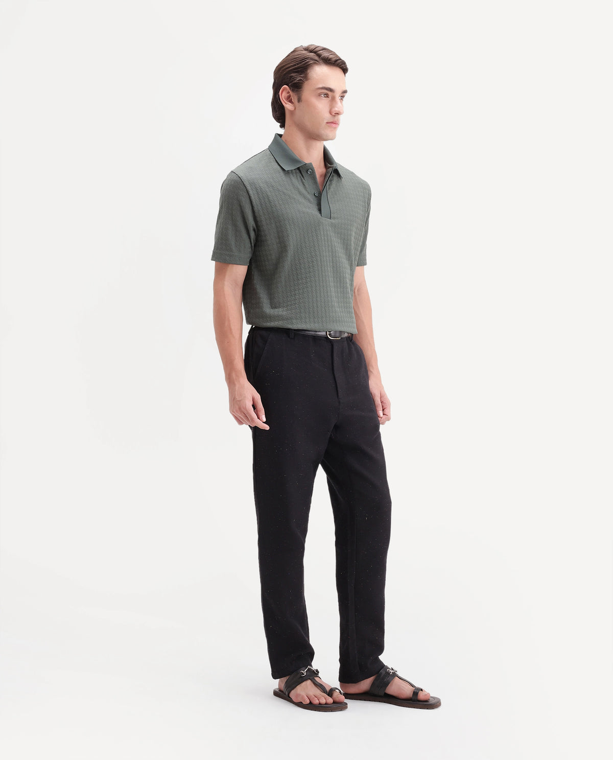 Rare Rabbit Men's Cira-B Navy Cotton Blend Button And Zip Regular Fit Plain Trouser