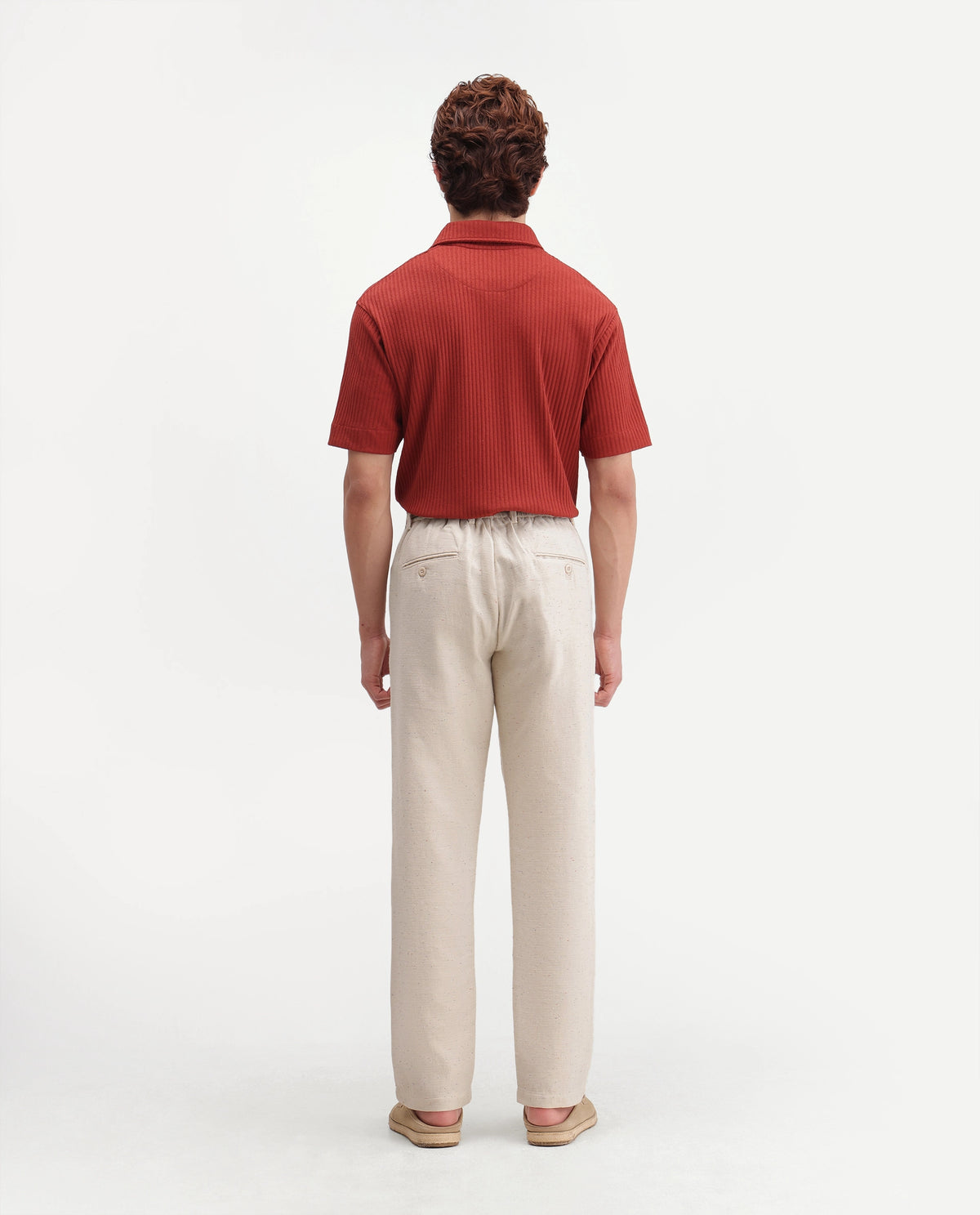 Rare Rabbit Men's Cira-B Beige Cotton Blend Button And Zip Regular Fit Plain Trouser