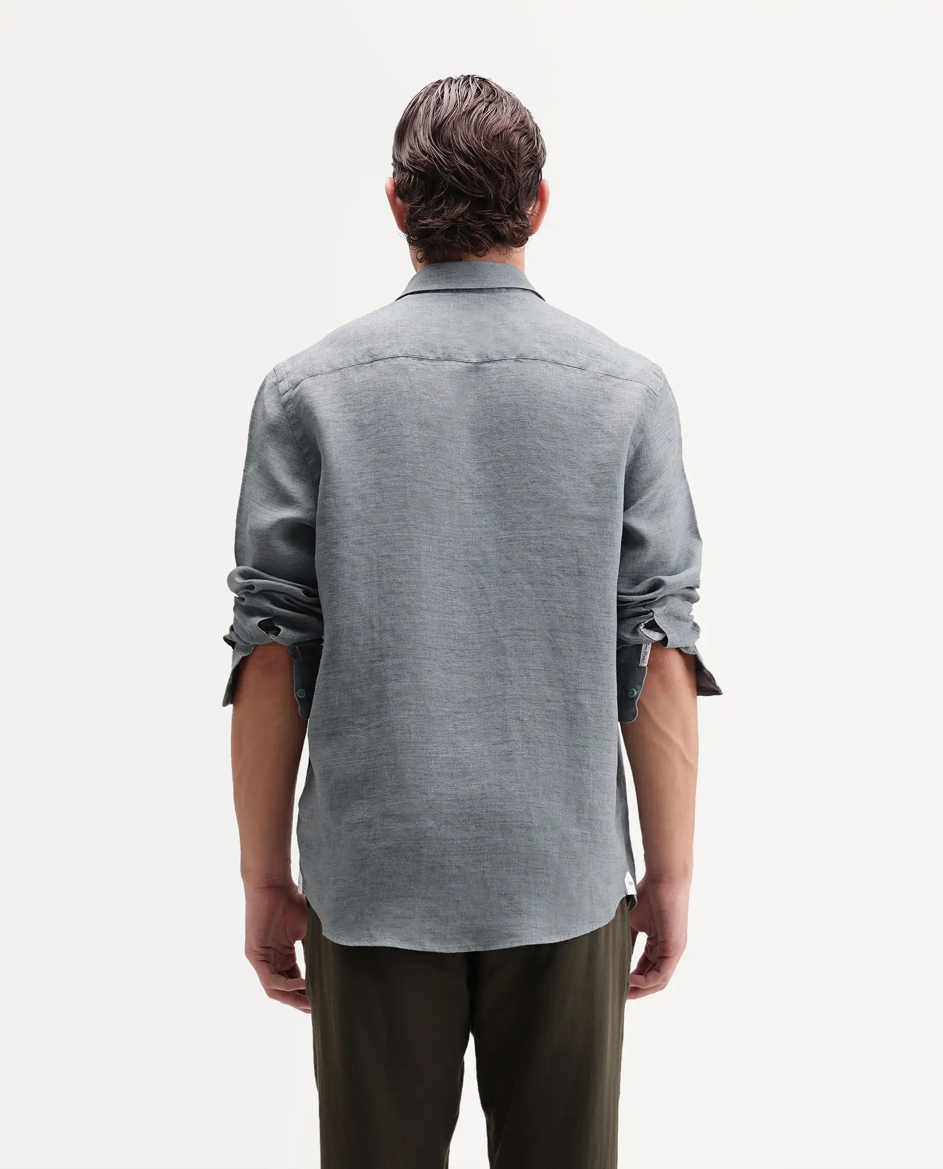 Rare Rabbit Men's Borium Ls-Aw26 Dusky Teal 100% Linen Button Regular Fit Shirt