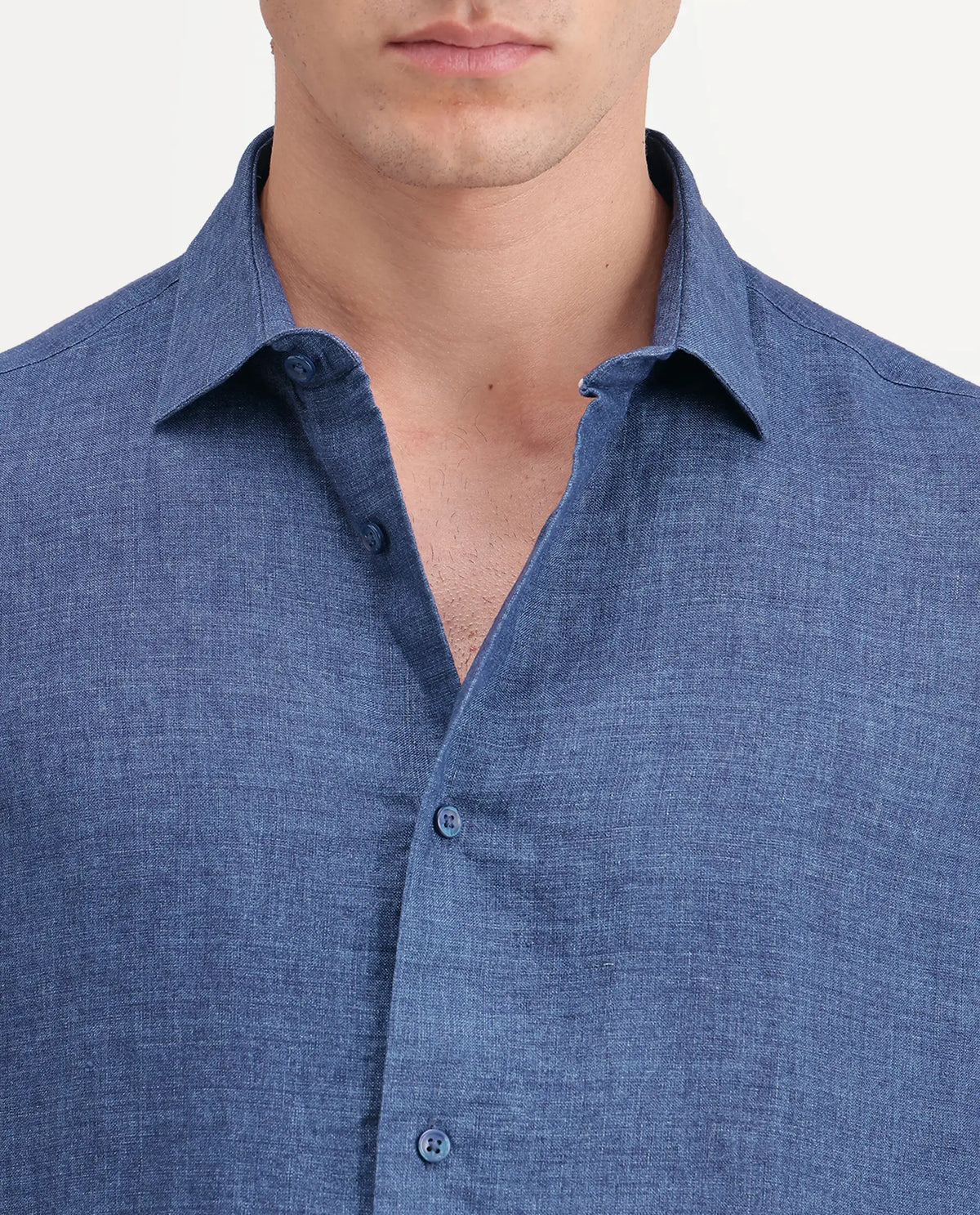 Rare Rabbit Men's Borium Ls-Aw26 Blue 100% Linen Button Regular Fit Shirt