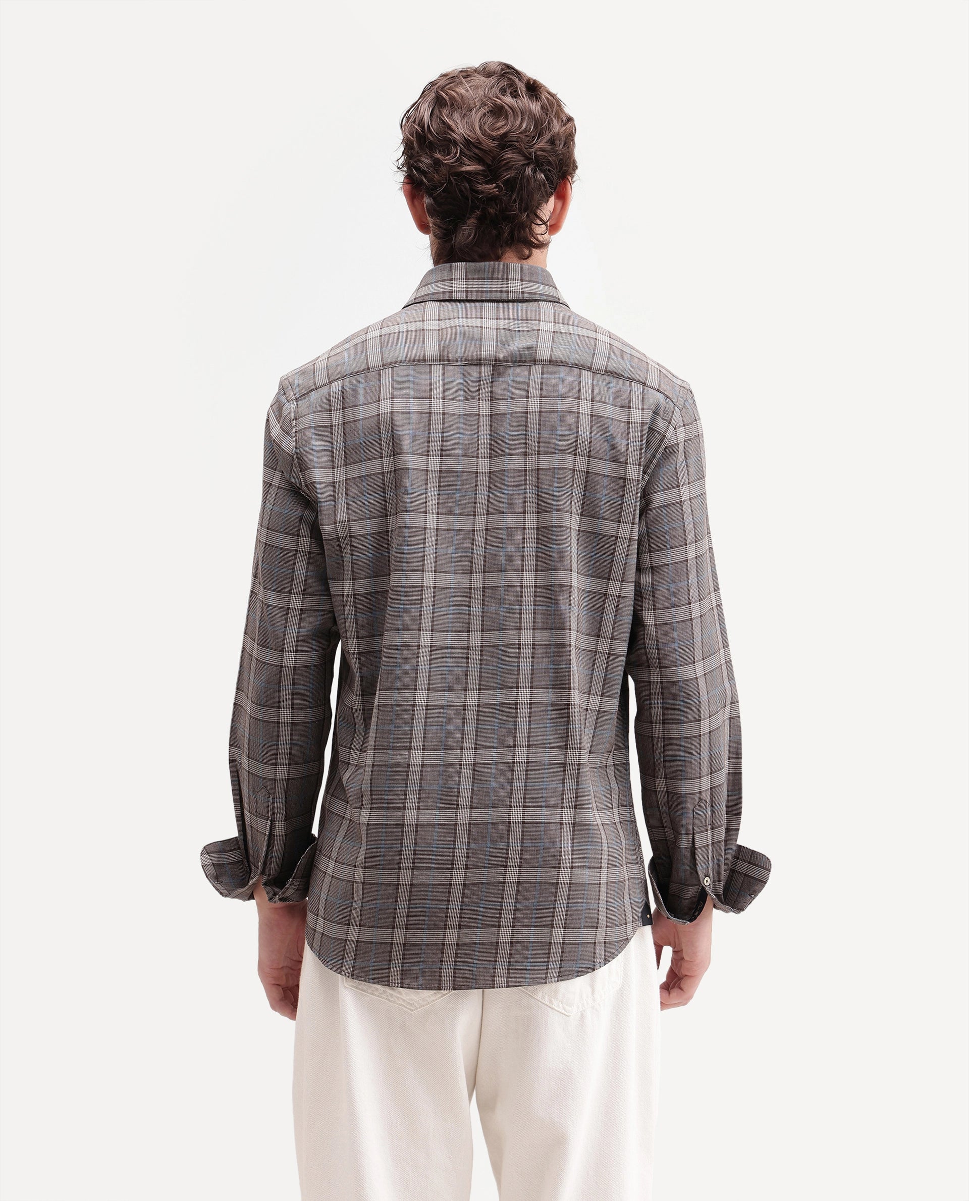 Rare Rabbit Men's Sect Brown Cotton Button Regular Fit Check Shirt