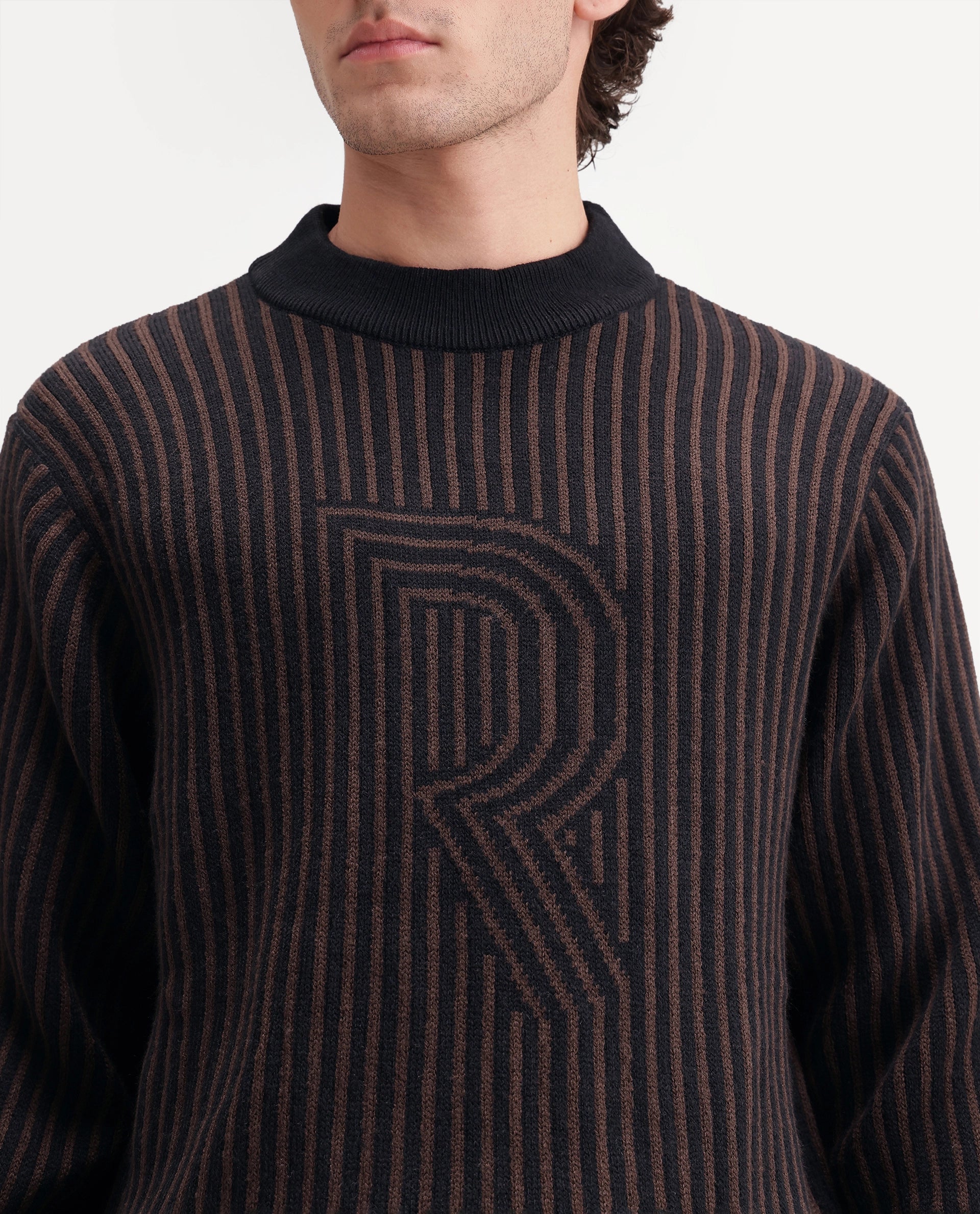 Rare Rabbit Men's Frim Dark Brown Acrylic Blend Regular Fit Sweater