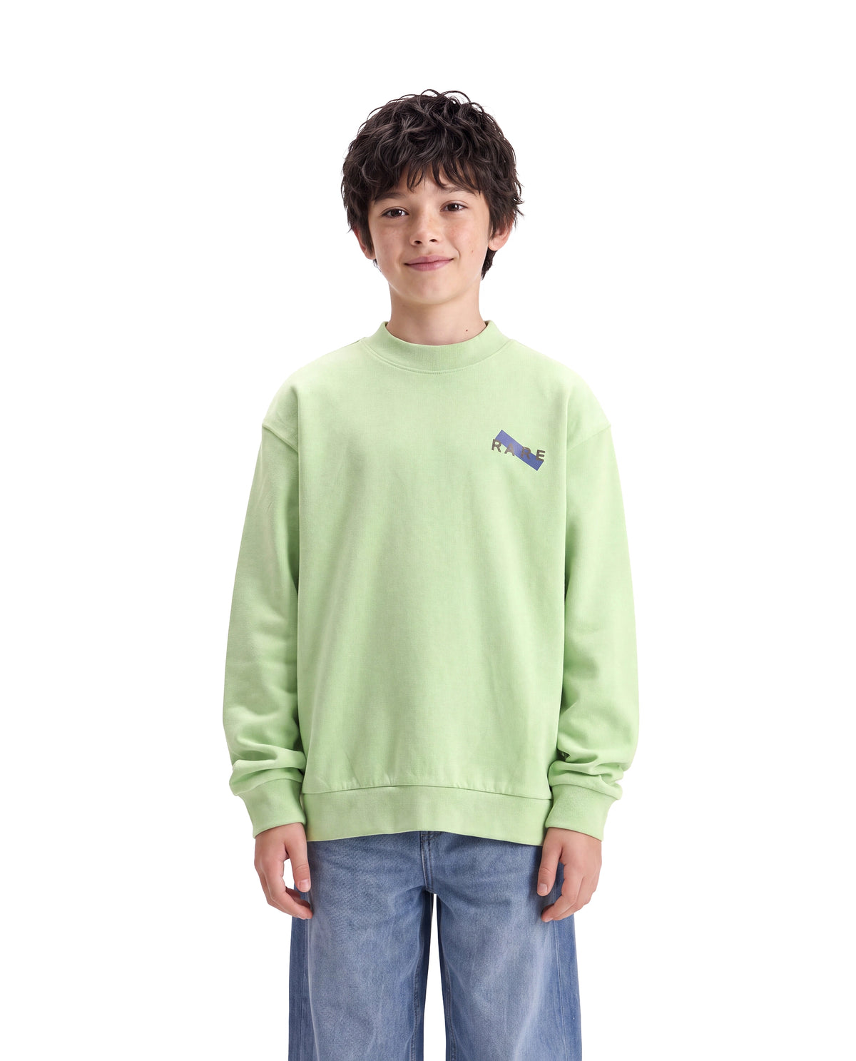 Rare Ones Kids Vinti Fluorescent Green Cotton Blend Fabric Crew Neck Pull-On Closure Oversized Fit Jelly Print Sweatshirt