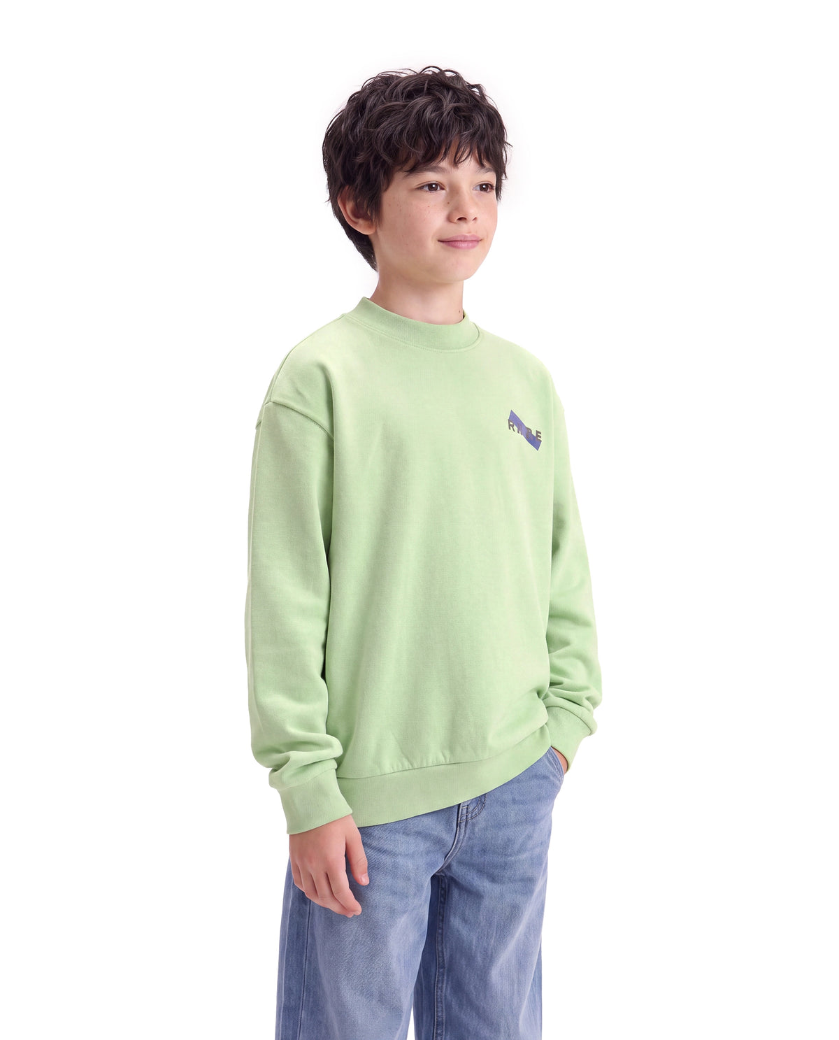 Rare Ones Kids Vinti Fluorescent Green Cotton Blend Fabric Crew Neck Pull-On Closure Oversized Fit Jelly Print Sweatshirt
