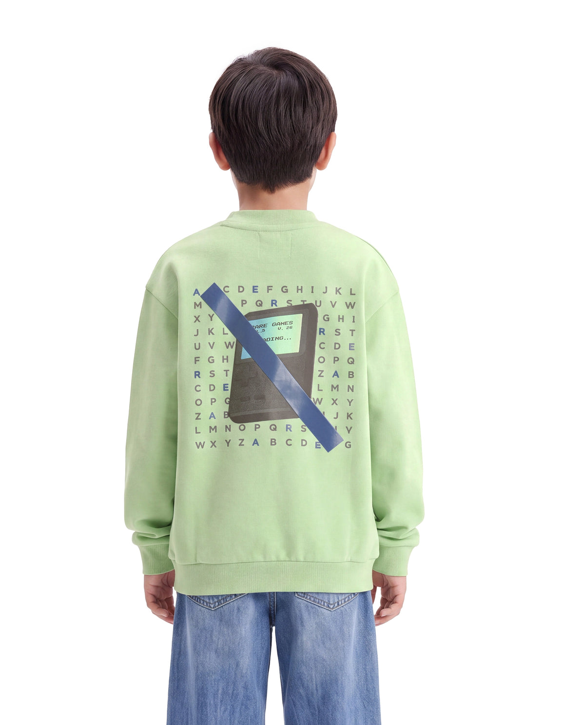 Rare Ones Kids Vinti Fluorescent Green Cotton Blend Fabric Crew Neck Pull-On Closure Oversized Fit Jelly Print Sweatshirt