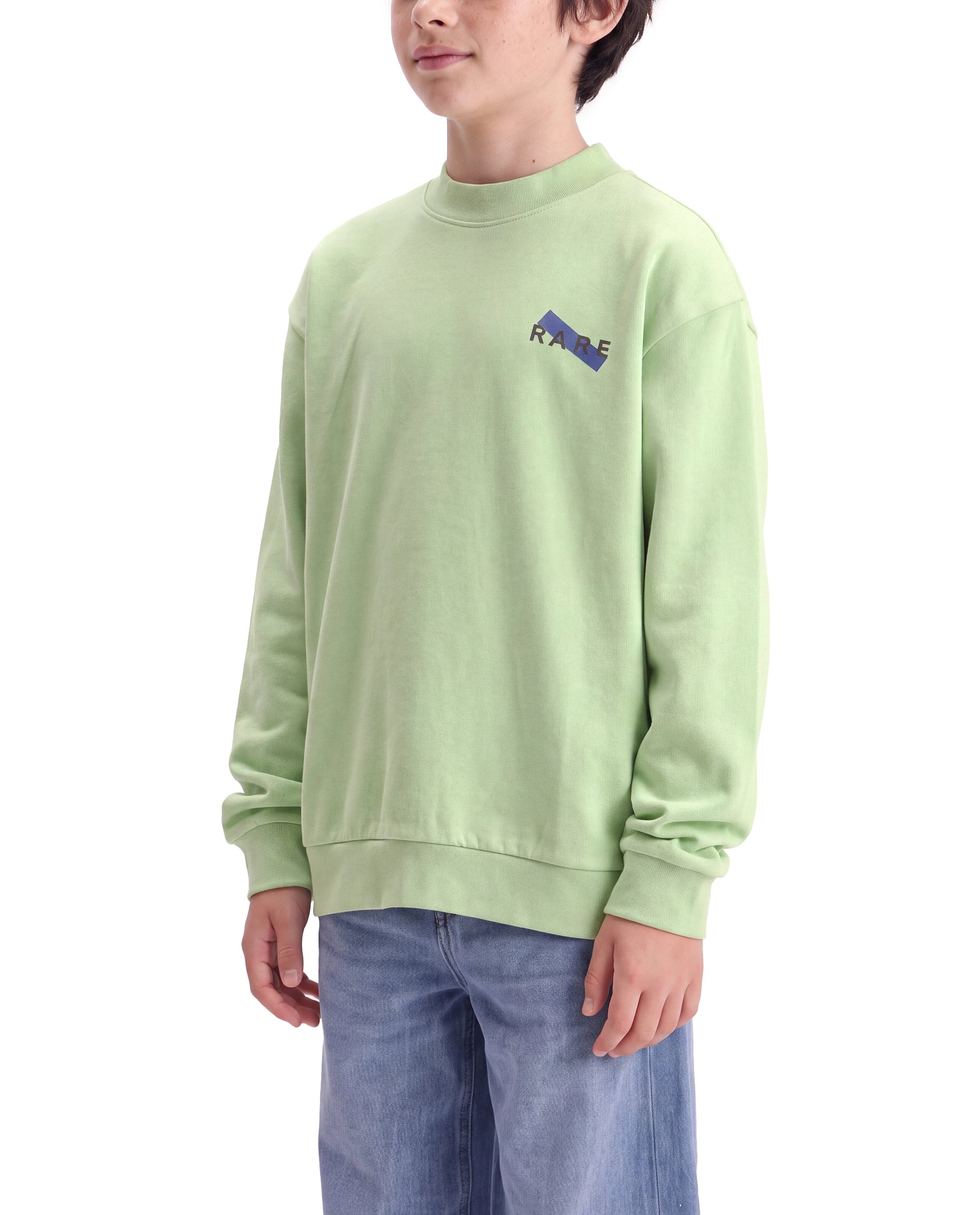 Rare Ones Kids Vinti Fluorescent Green Cotton Blend Fabric Crew Neck Pull-On Closure Oversized Fit Jelly Print Sweatshirt