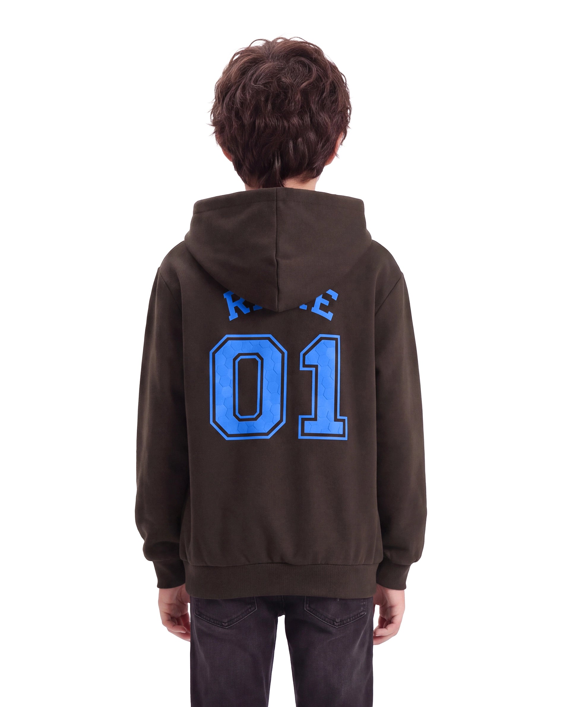Rare Ones Kids Nemo Dark Brown Cotton Blend Fabric Hooded Pull-On Closure Regular Fit Graphic Print Sweatshirt