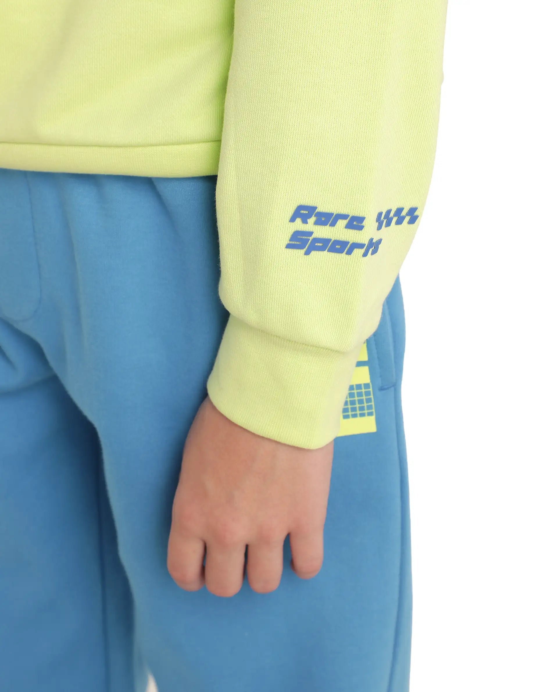 Rare Ones Kids Raco Pastel Green Cotton Blend Fabric Crew Neck Pull-On Closure Oversized Sweatshirt