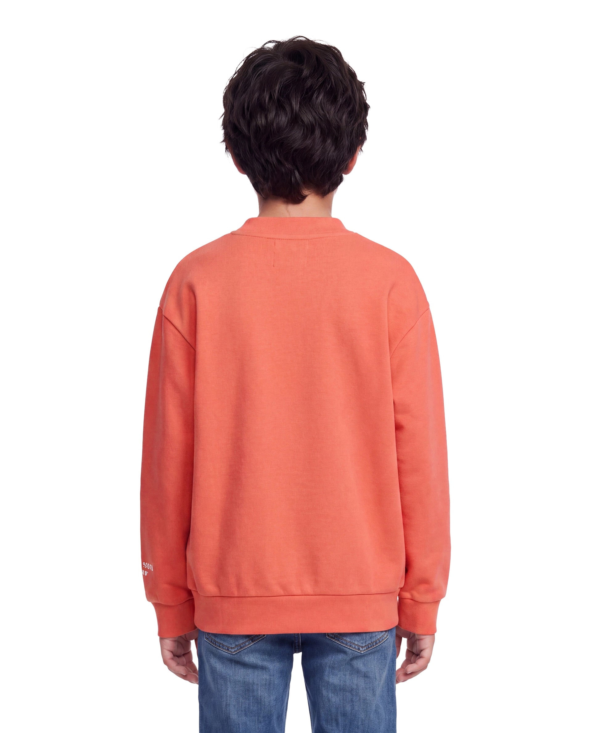 Rare Ones Kids Raco Orange Cotton Blend Fabric Crew Neck Pull-On Closure Oversized Sweatshirt