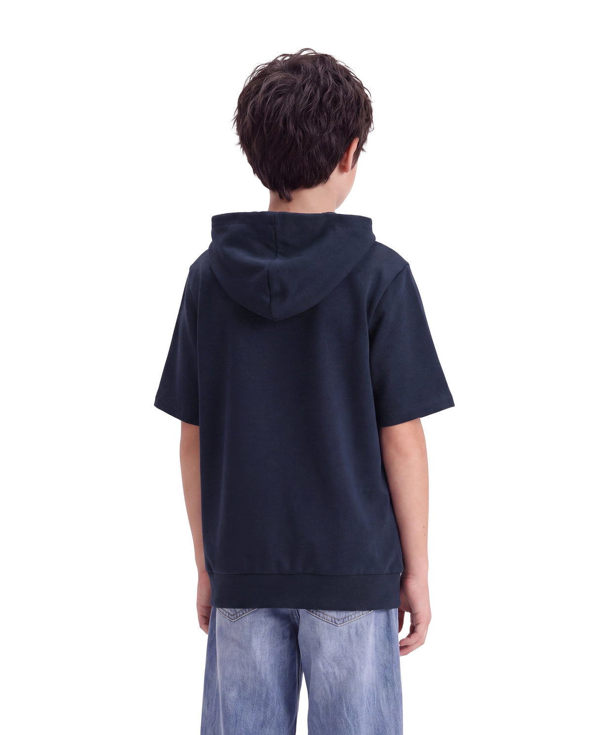 Rare Ones Kids Cinko Navy Cotton Blend Fabric Hooded Pull-On Closure Oversized Sweatshirt