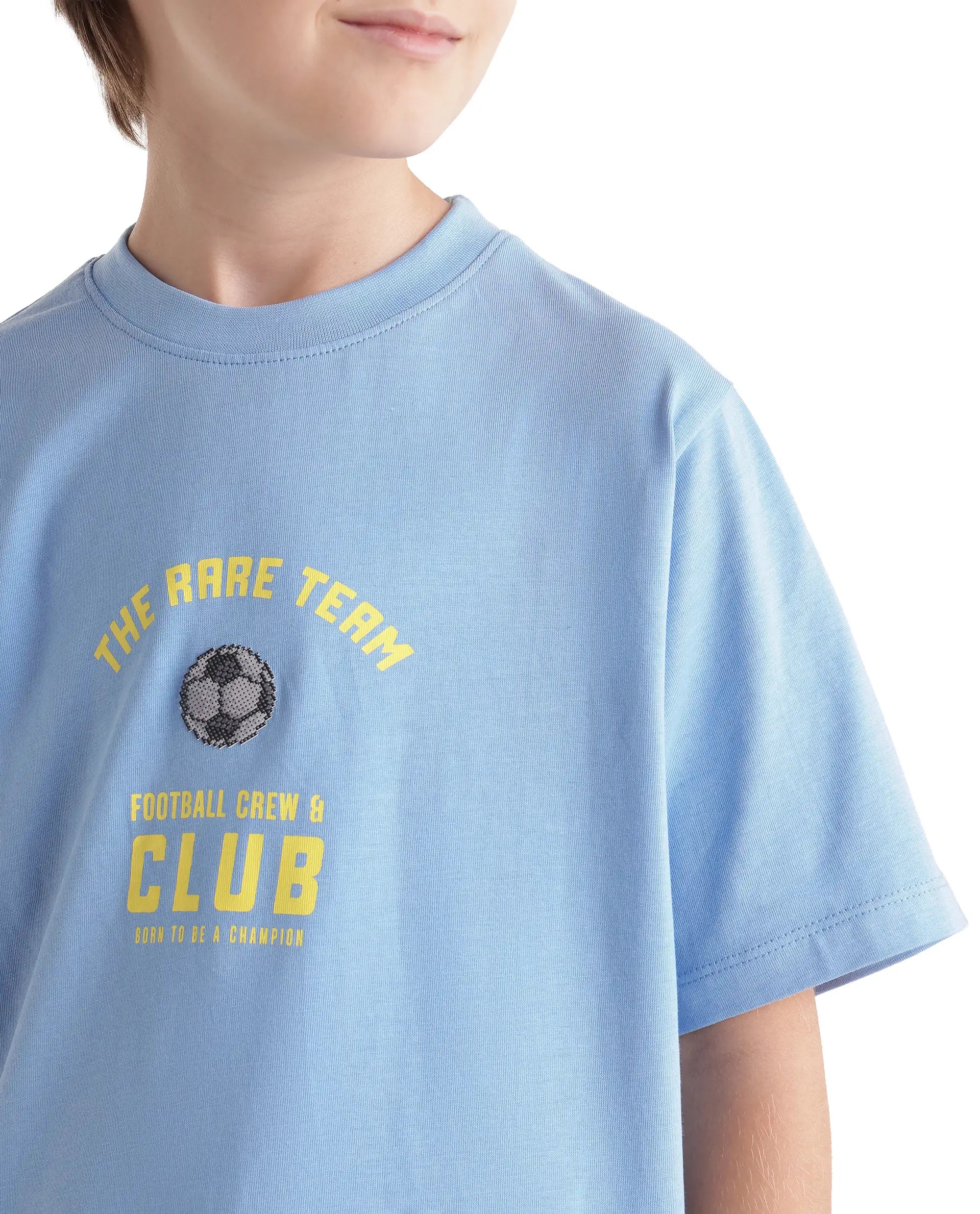 Rare Ones Kids Bill Light Blue Cotton Fabric Pull-On Regular Fit Graphic Print T-Shirt