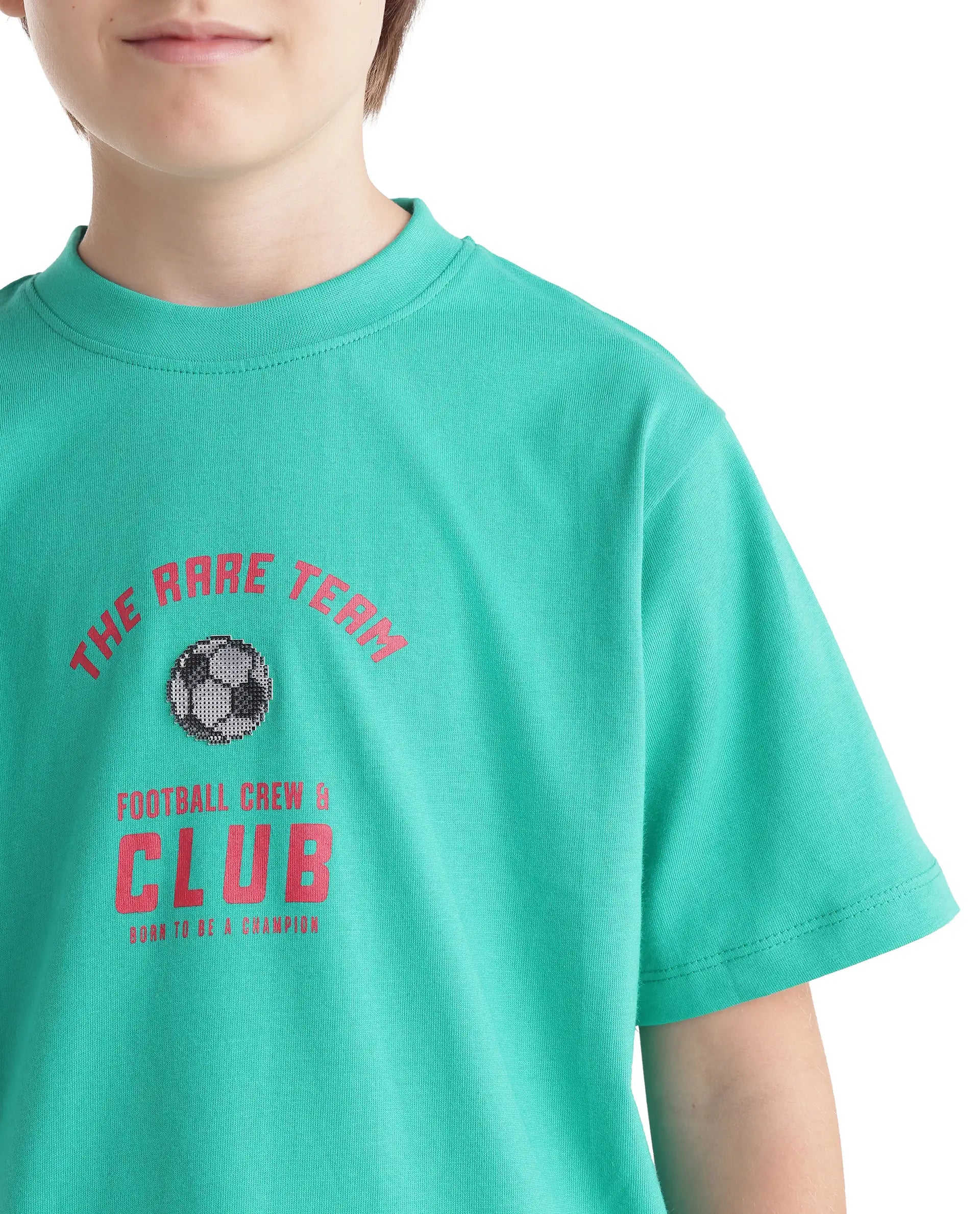 Rare Ones Kids Bill Light Teal Cotton Fabric Pull-On Regular Fit Graphic Print T-Shirt