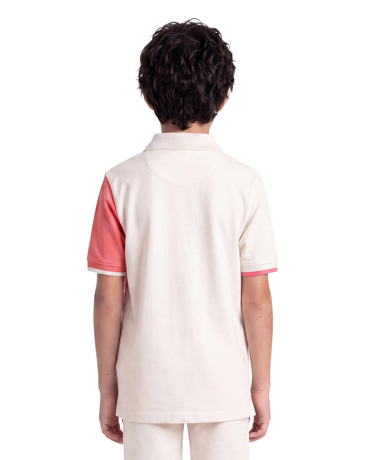 Rare Ones Kids Coen White Cotton Blend Fabric Spread Collar Button Closure Regular Polo