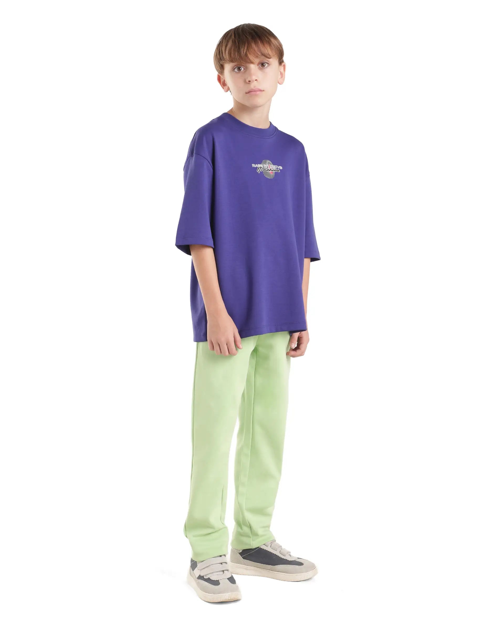 Rare Ones Kids Vinti-B Fluorescent Green Cotton Blend Fabric Drawstring Closure Straight Fit Jelly Print Track Pant