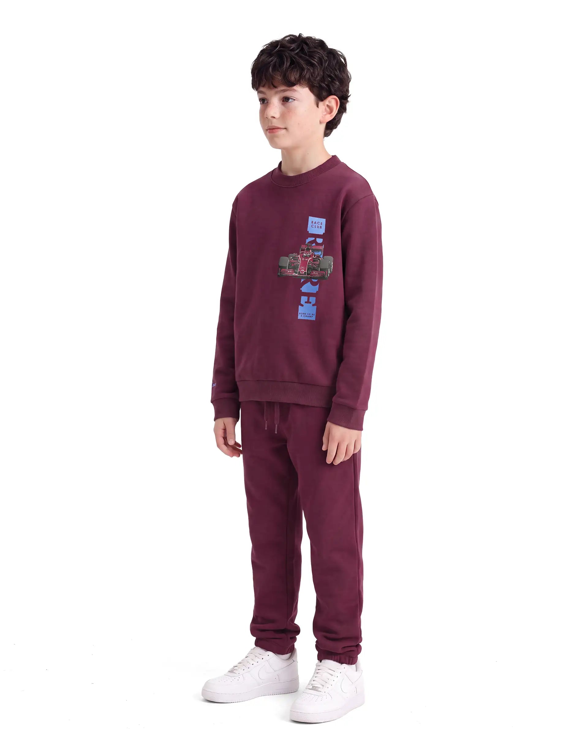 Rare Ones Kids Sohi-B Maroon Cotton Blend Fabric Drawstring Closure Straight Trackpant