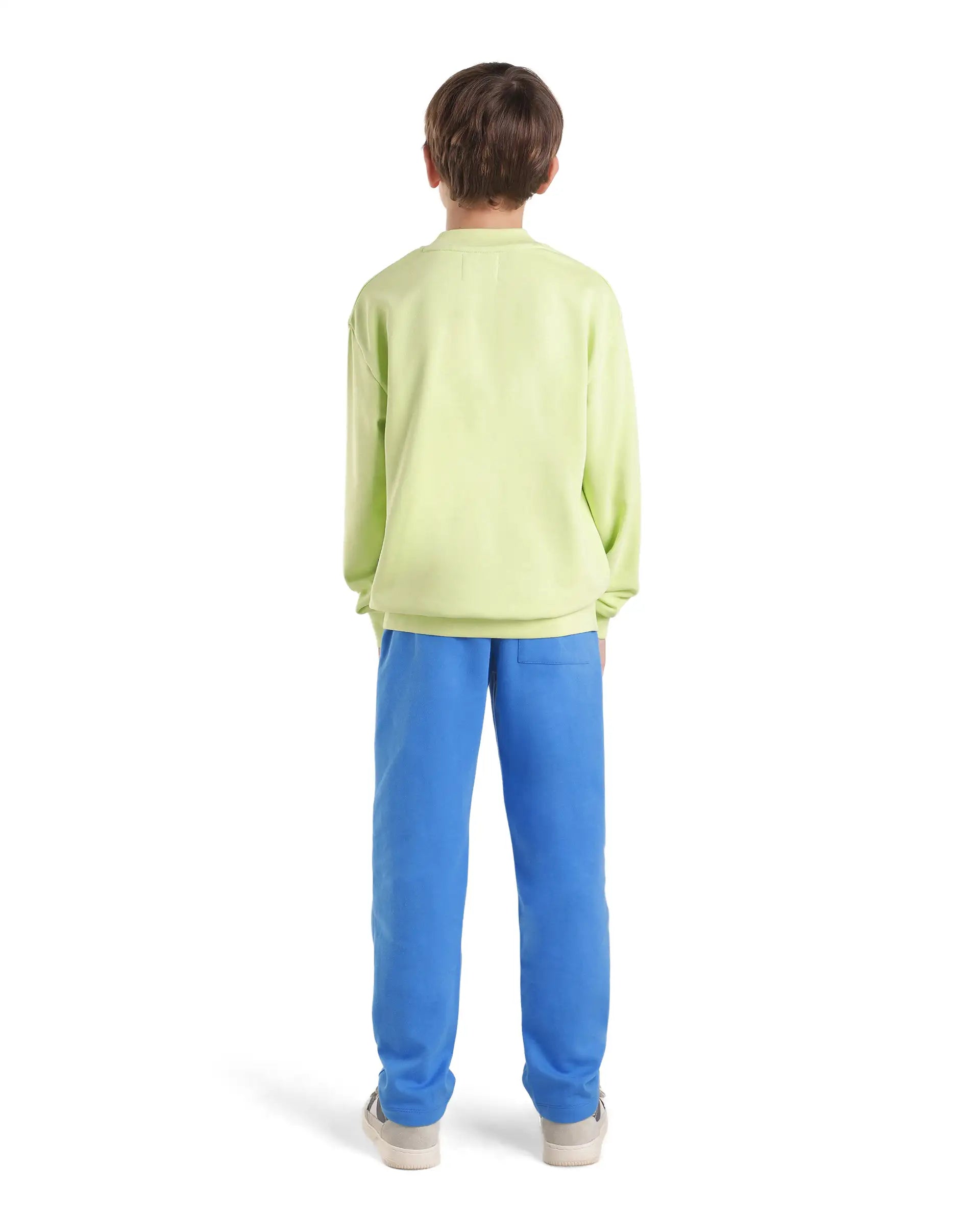 Rare Ones Kids Grid-B Blue Cotton Blend Fabric Drawstring Closure Straight Trackpant