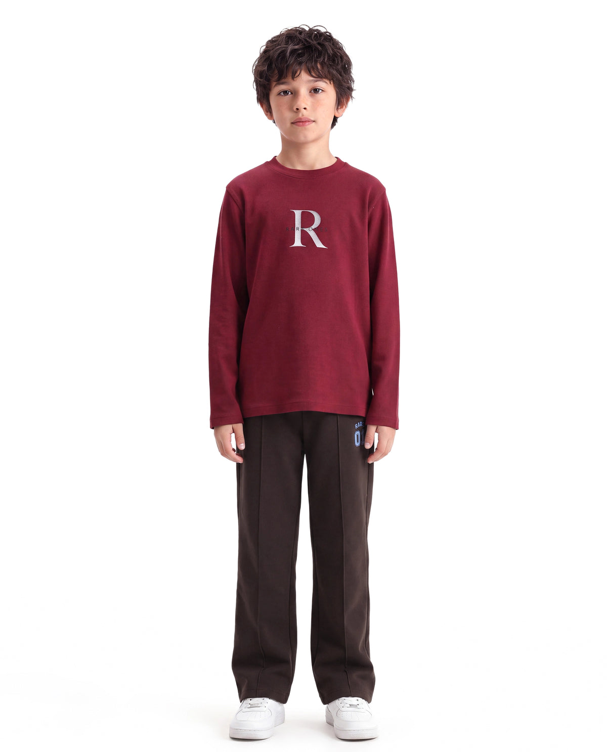 Rare Ones Kids Nemo-B Dark Brown Cotton Blend Fabric Drawstring Closure Straight Trackpant