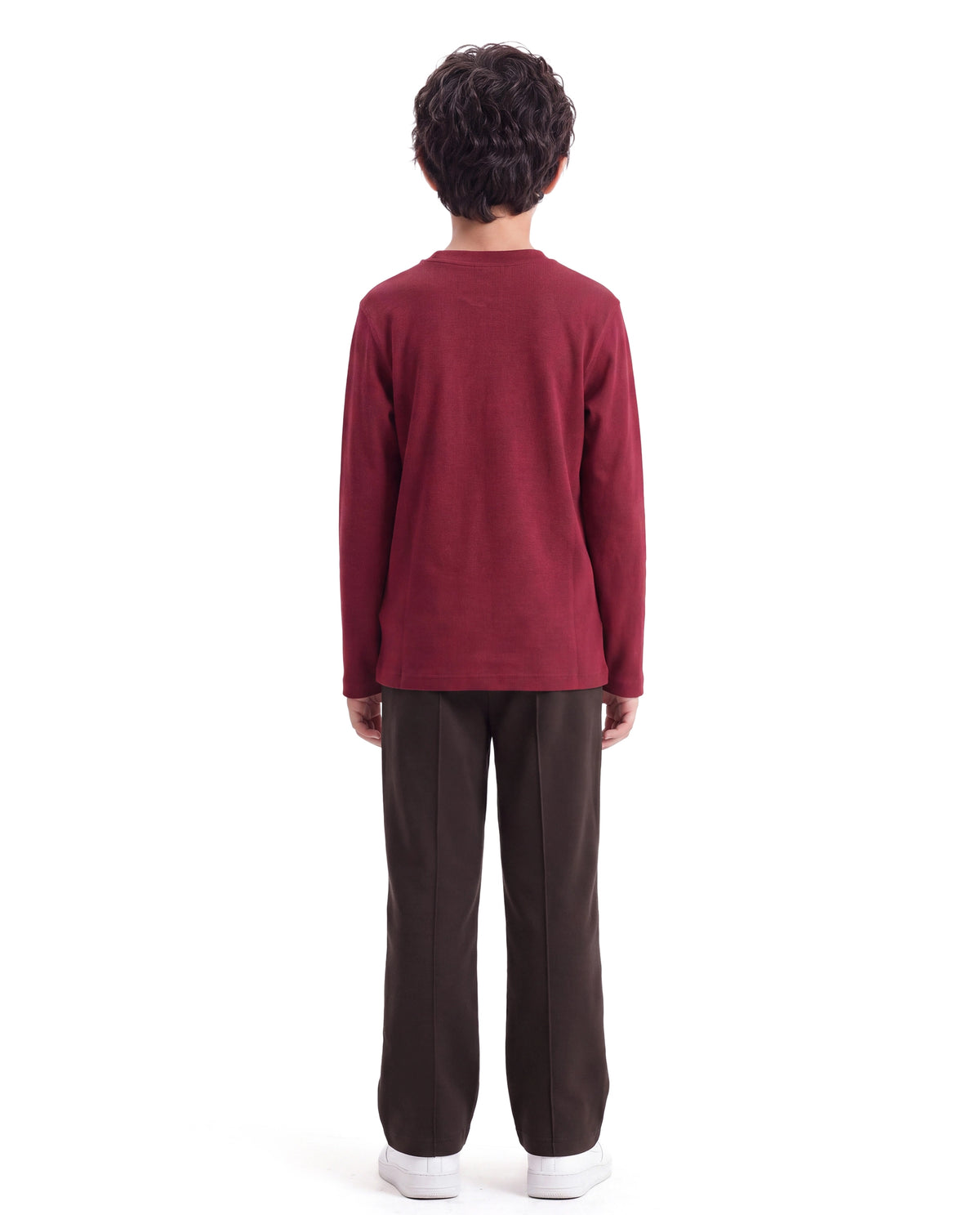 Rare Ones Kids Nemo-B Dark Brown Cotton Blend Fabric Drawstring Closure Straight Trackpant
