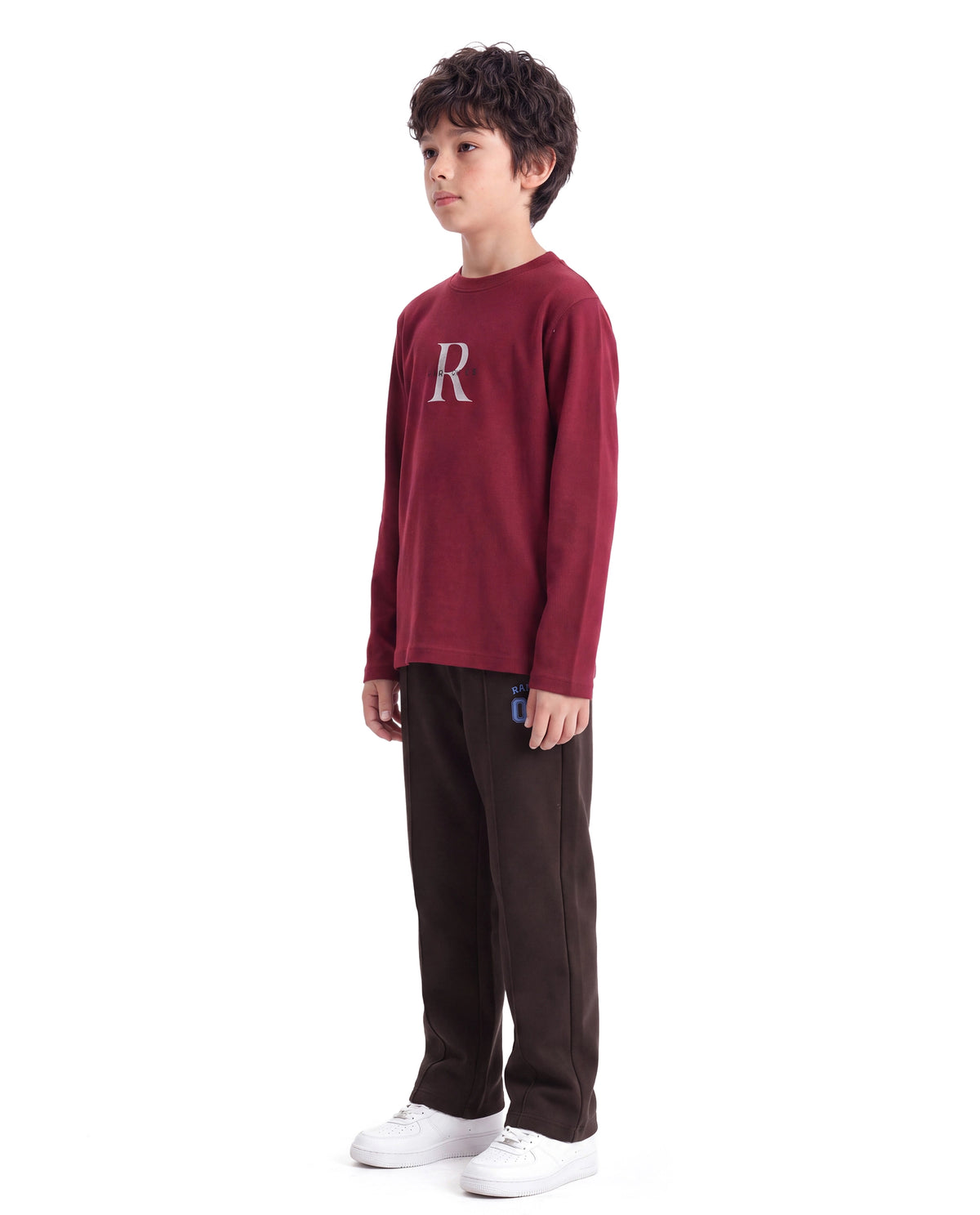 Rare Ones Kids Nemo-B Dark Brown Cotton Blend Fabric Drawstring Closure Straight Trackpant
