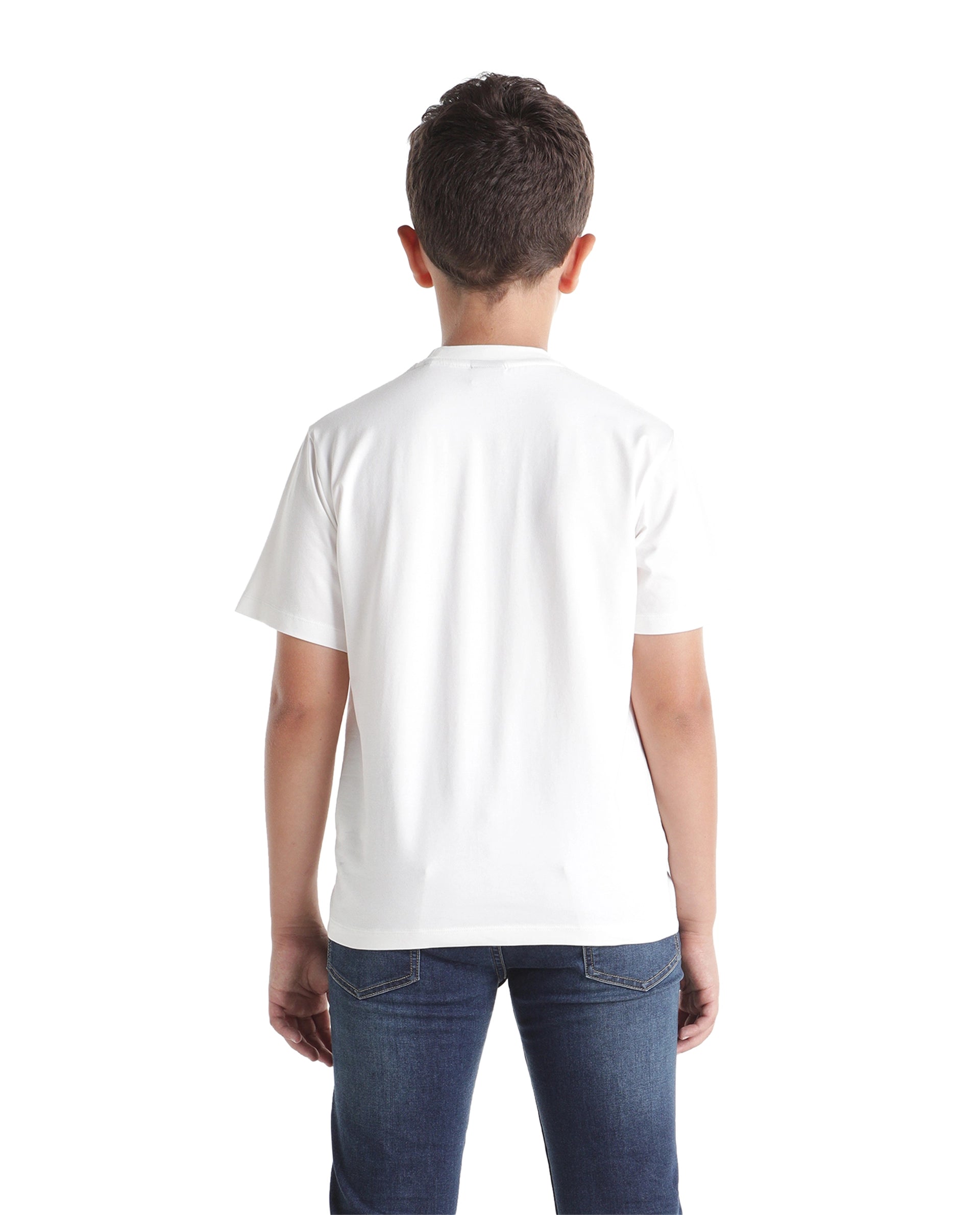 Rare Ones Kids Kim-k Off White Cotton Blend Fabric Pull-On Regular Fit Graphic Print T-Shirt