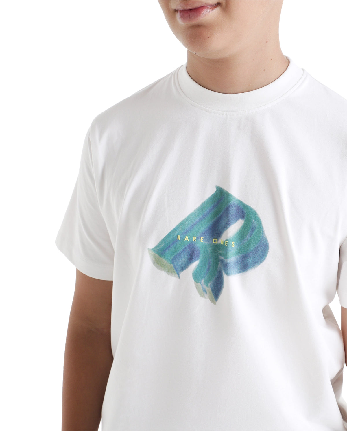 Rare Ones Kids Kim-k Off White Cotton Blend Fabric Pull-On Regular Fit Graphic Print T-Shirt