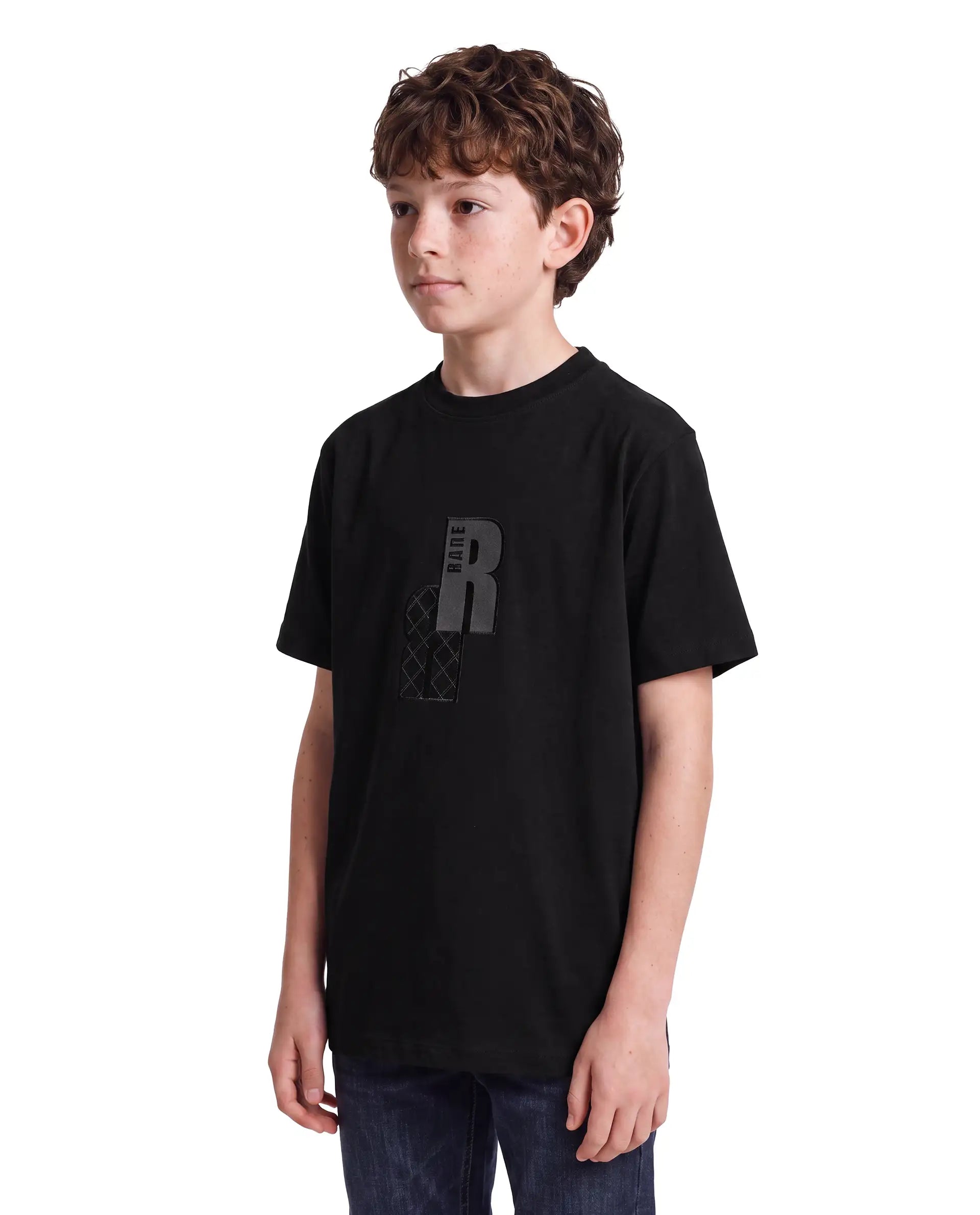 Rare Ones Kids Rovis Black Cotton Blend Fabric Pull-On Regular Fit Hd Print T-Shirt