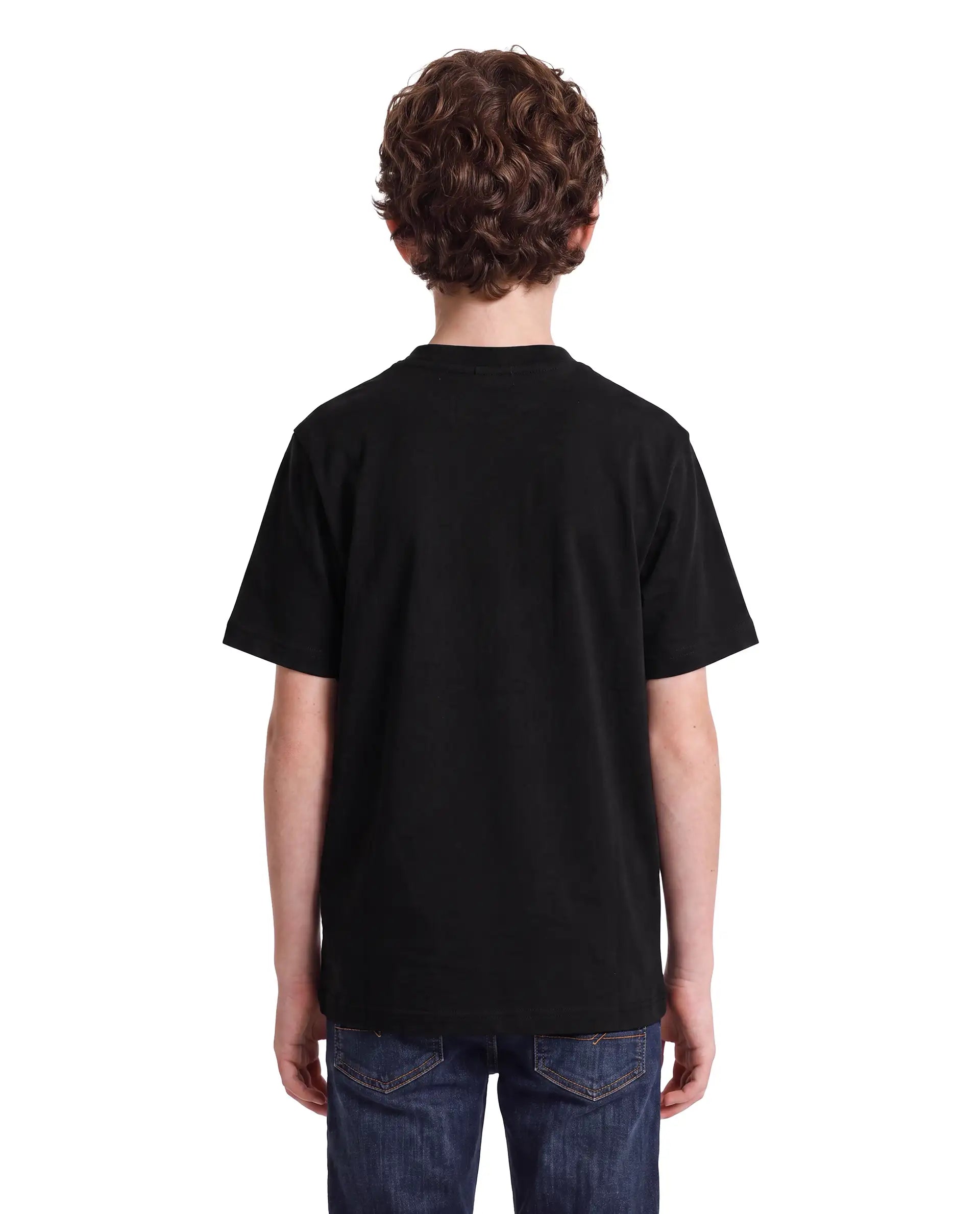 Rare Ones Kids Rovis Black Cotton Blend Fabric Pull-On Regular Fit Hd Print T-Shirt