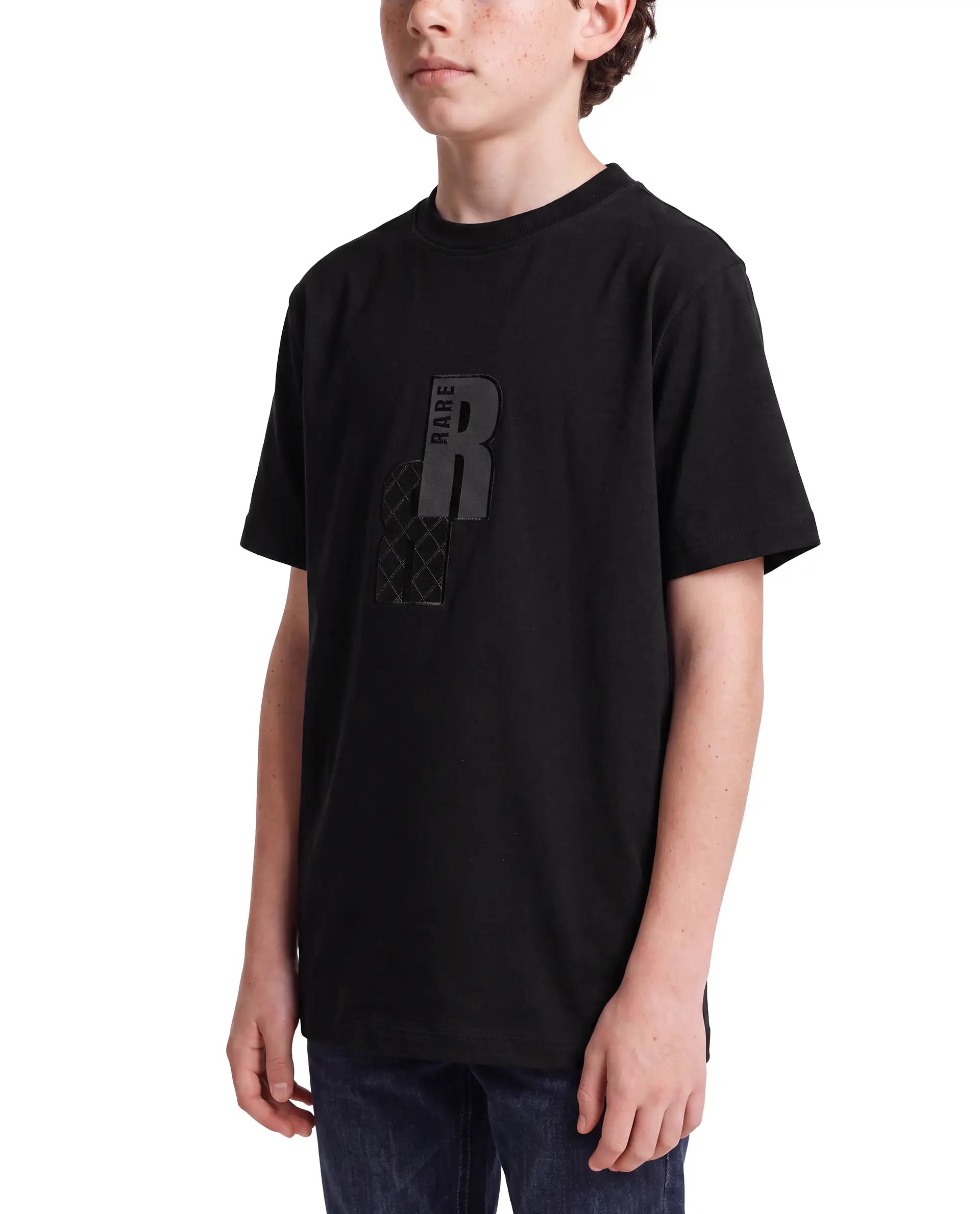 Rare Ones Kids Rovis Black Cotton Blend Fabric Pull-On Regular Fit Hd Print T-Shirt