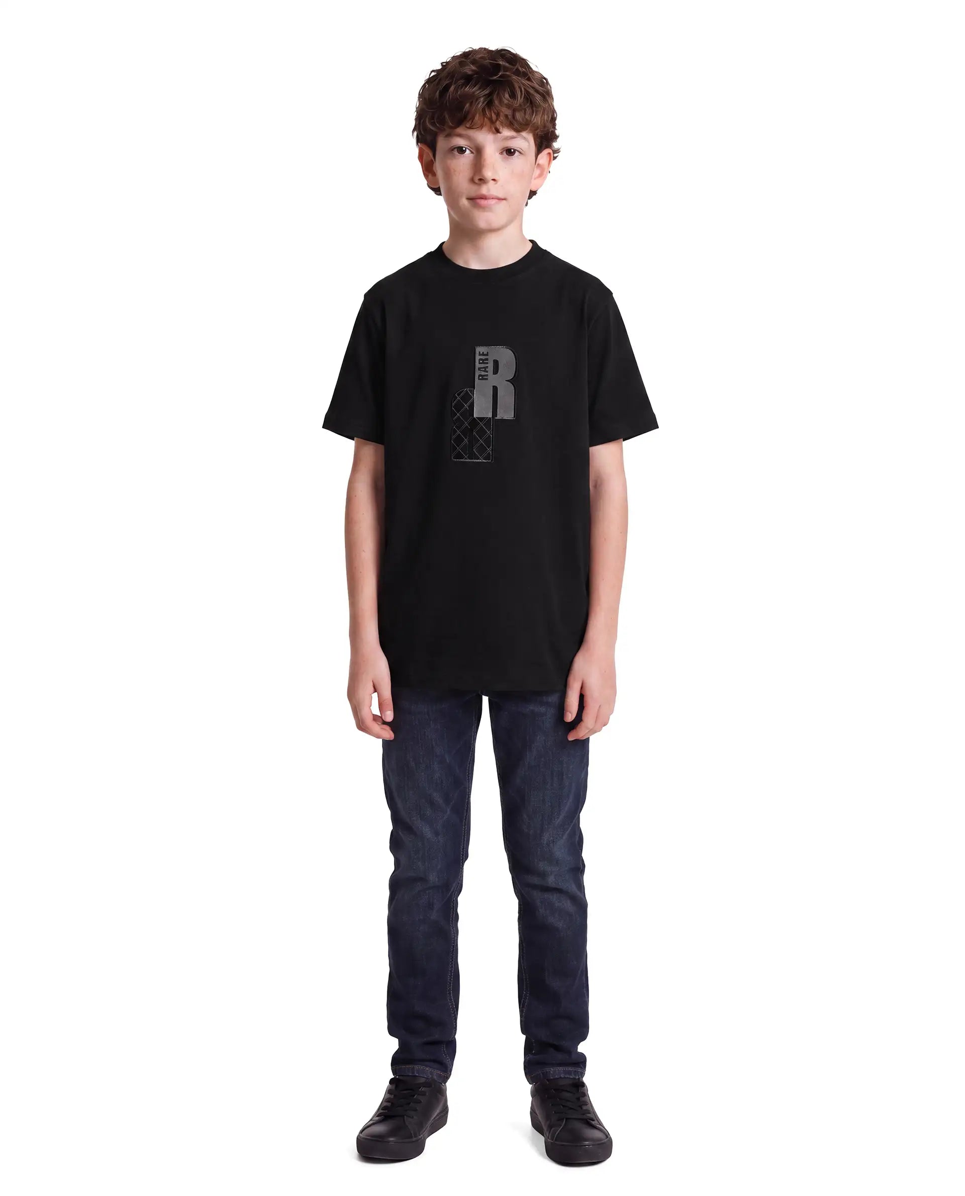 Rare Ones Kids Rovis Black Cotton Blend Fabric Pull-On Regular Fit Hd Print T-Shirt