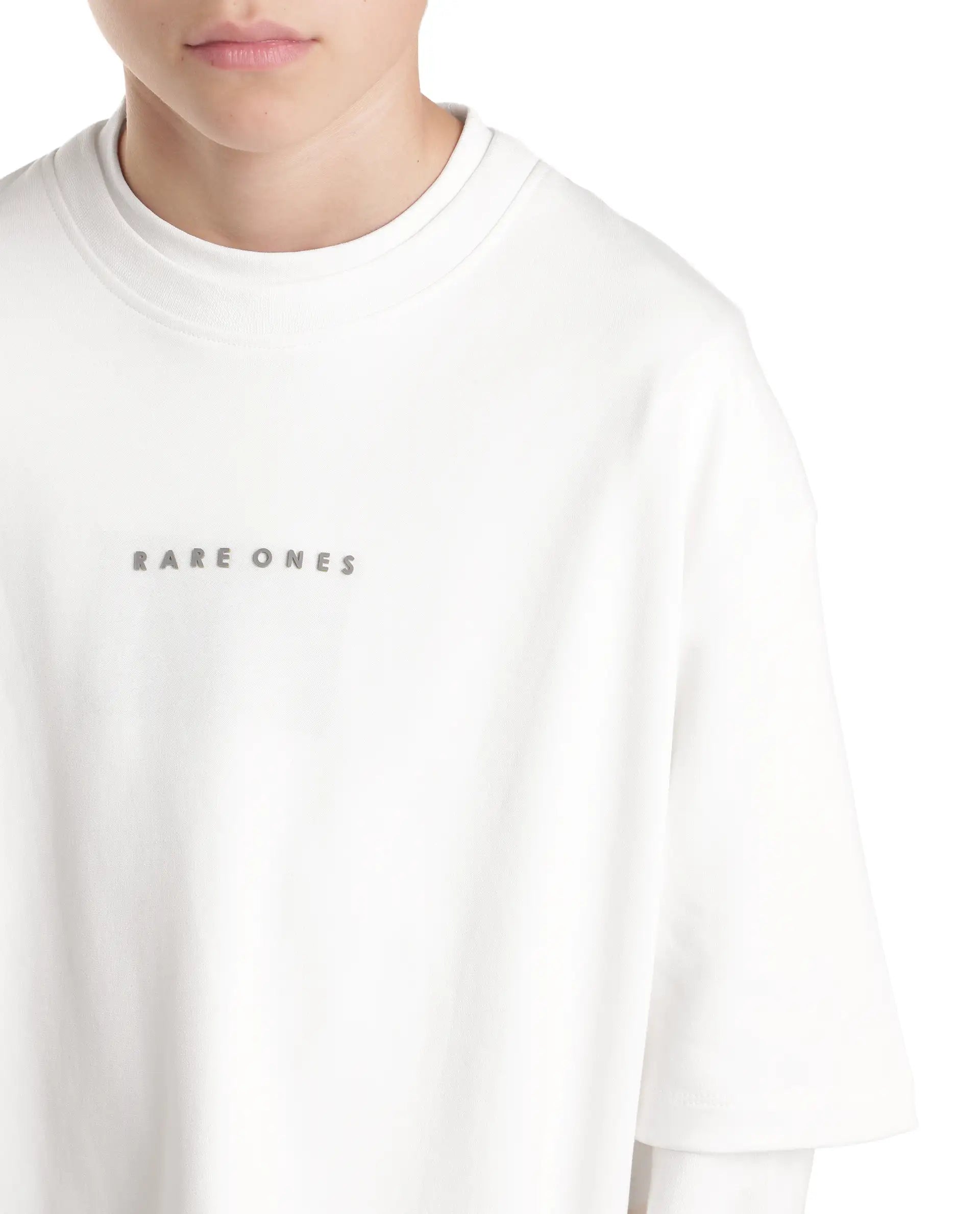Rare Ones Kids Pete26-K White Cotton Blend Fabric Pull-On Oversized Fit Graphic Print T-Shirt