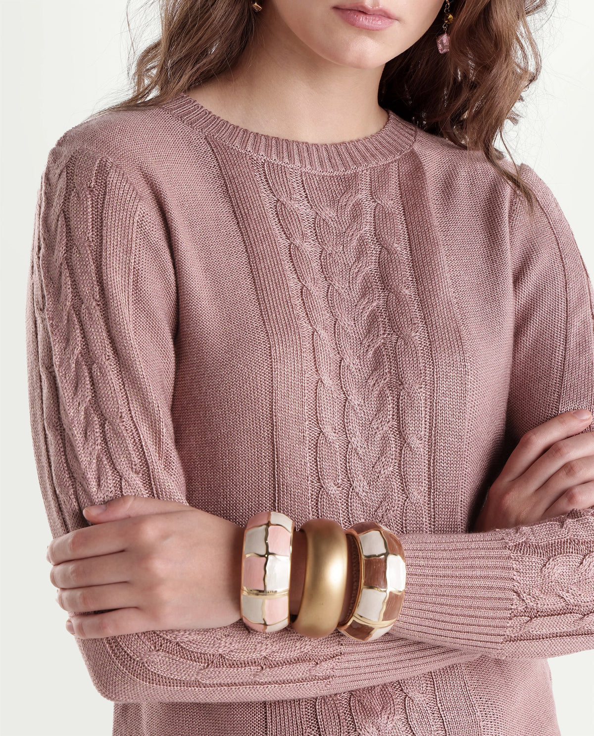 Rareism Women's Laso Dusky Pink Acrylic Blend Pull-On Relaxed Fit Sweater
