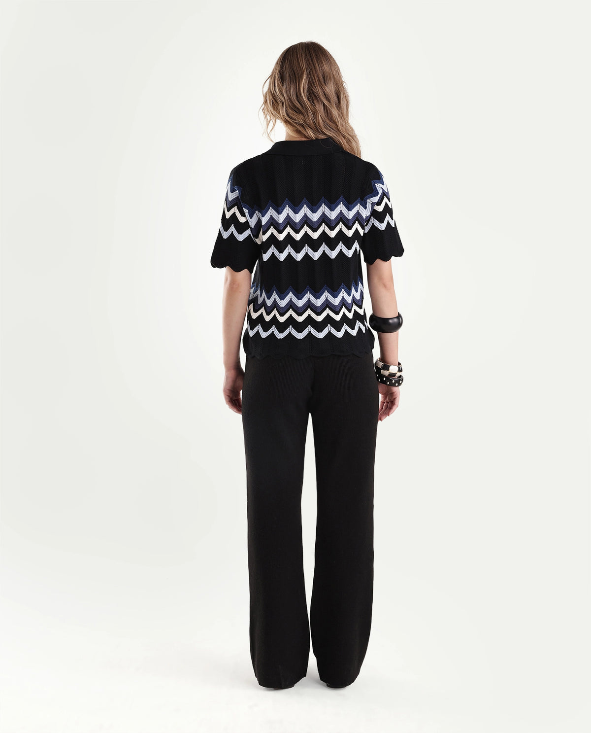 Rareism Women's Laxed-B Black Viscose Blend Pull-On Straight Track Pant