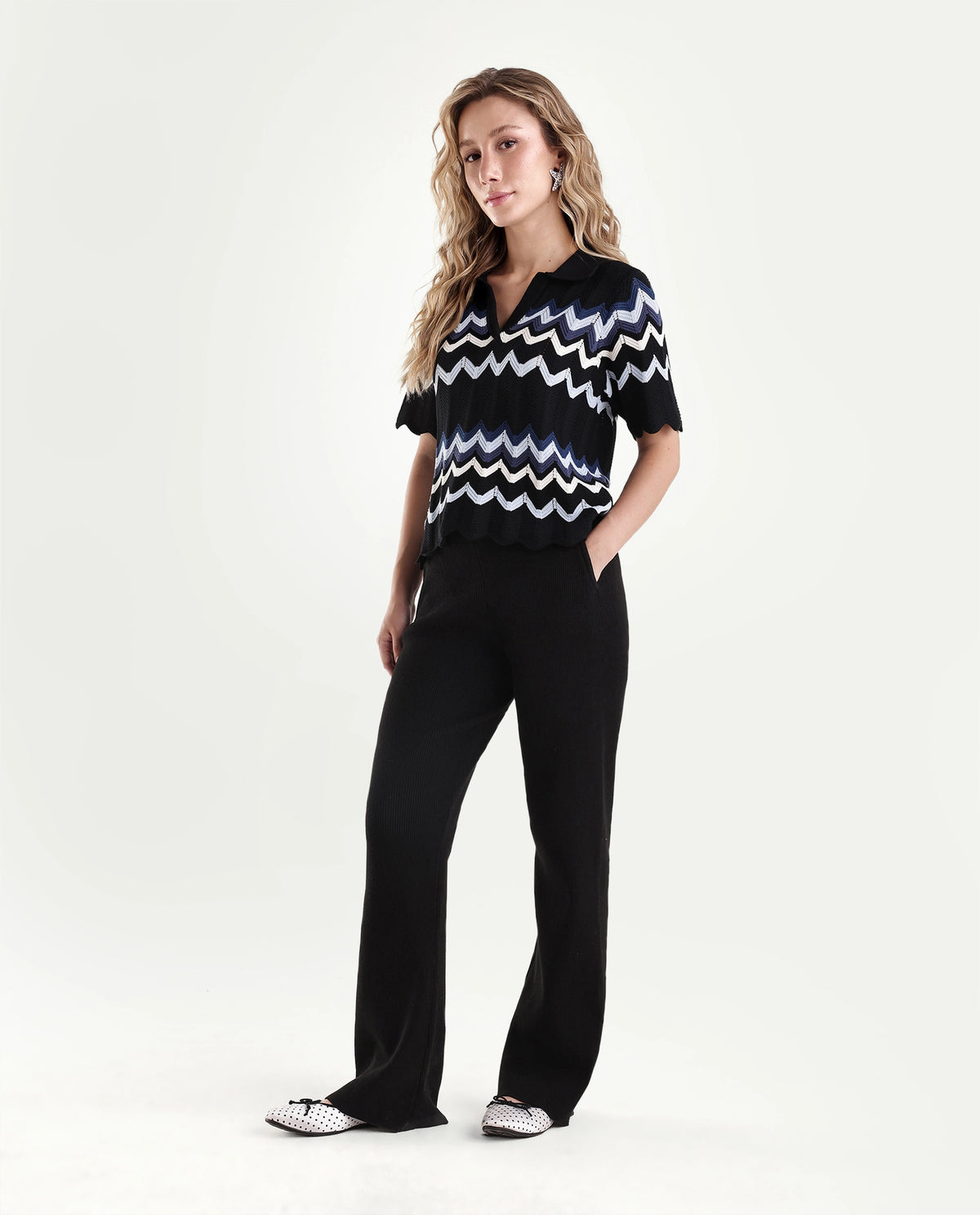 Rareism Women's Laxed-B Black Viscose Blend Pull-On Straight Track Pant