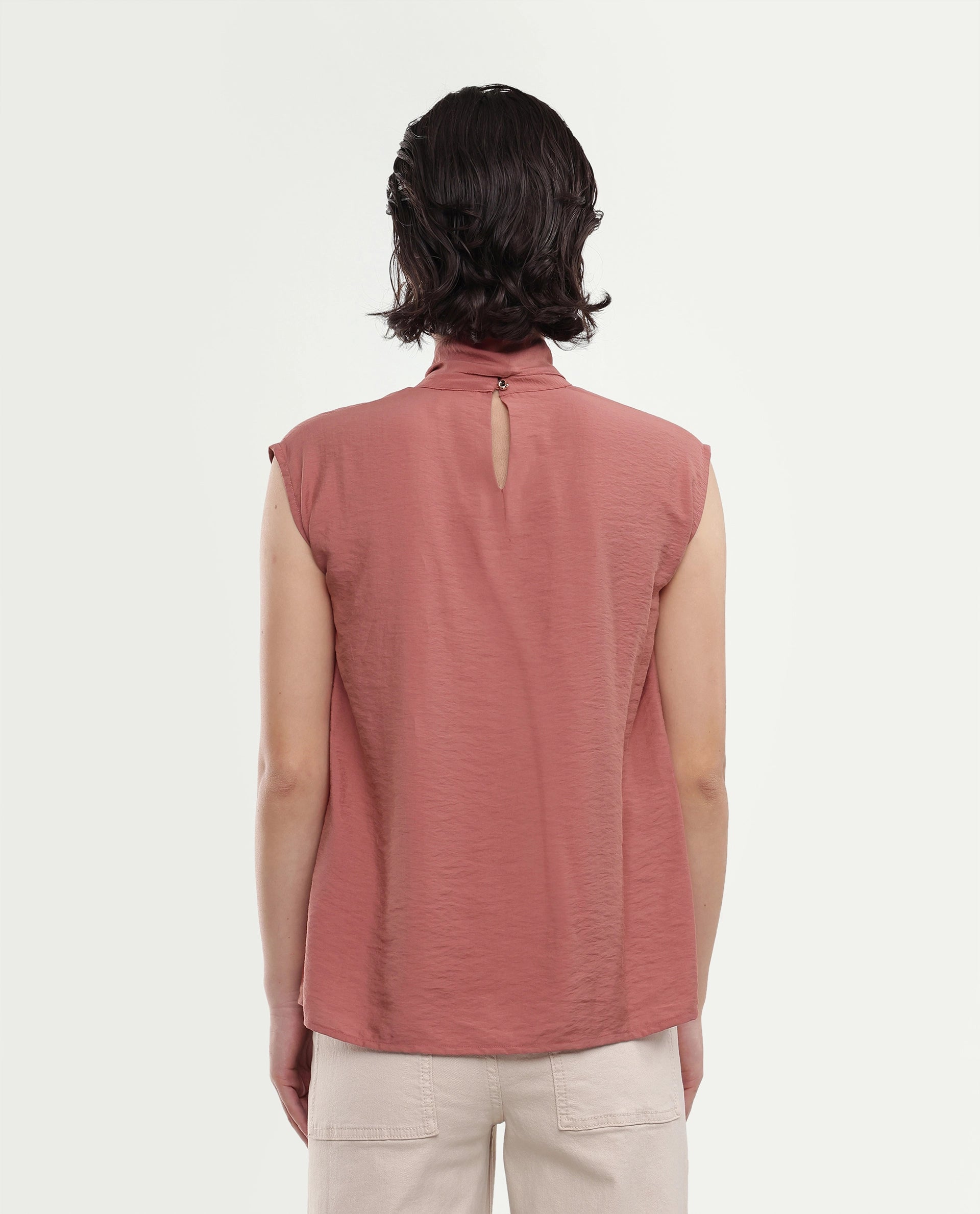 Rareism Women's Irelia Rust Viscose Blend Pull-On Regular Fit Top