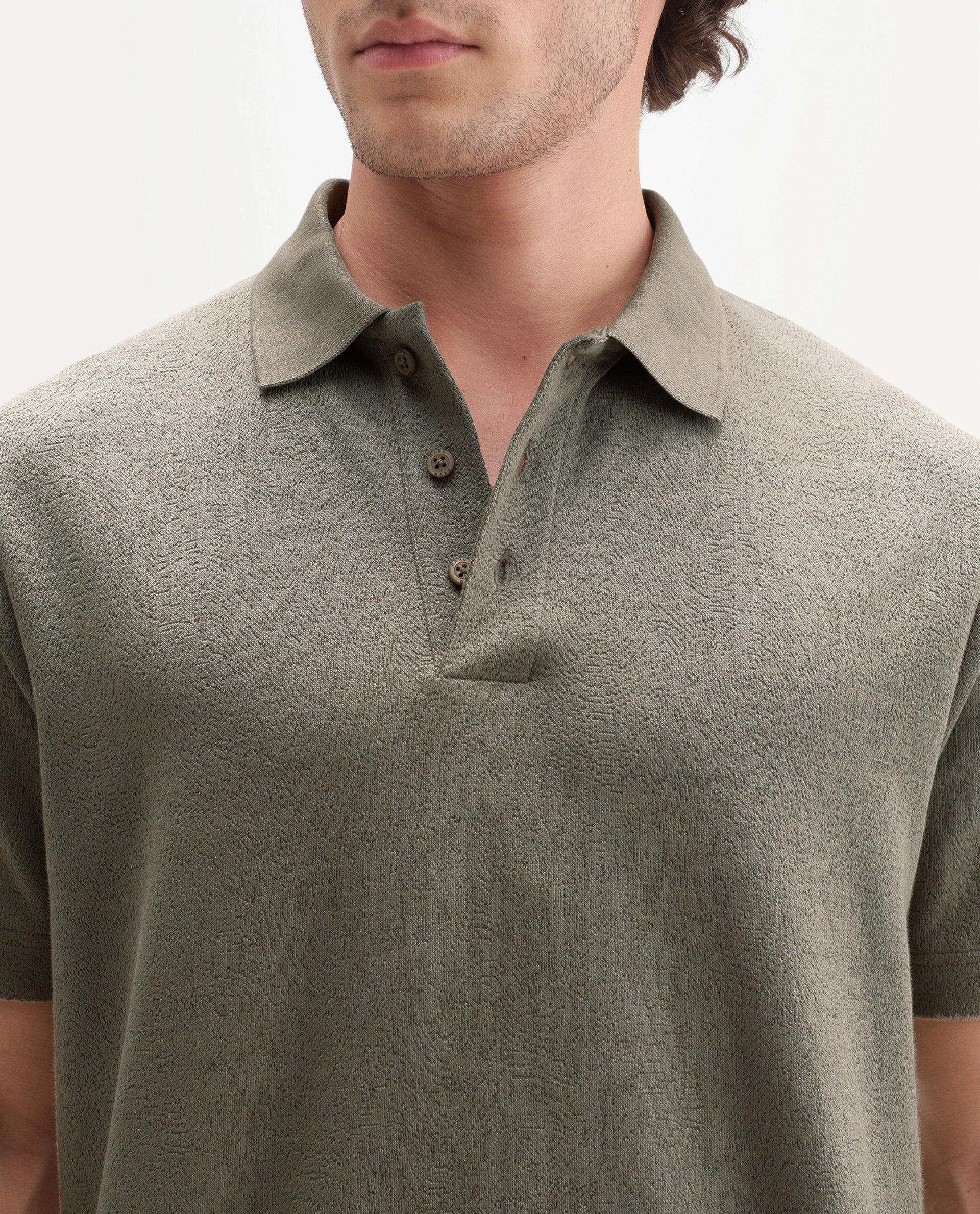 Rare Rabbit Men's Davin-P Light Green Cotton Blend Spread Collar Regular Plain Polo