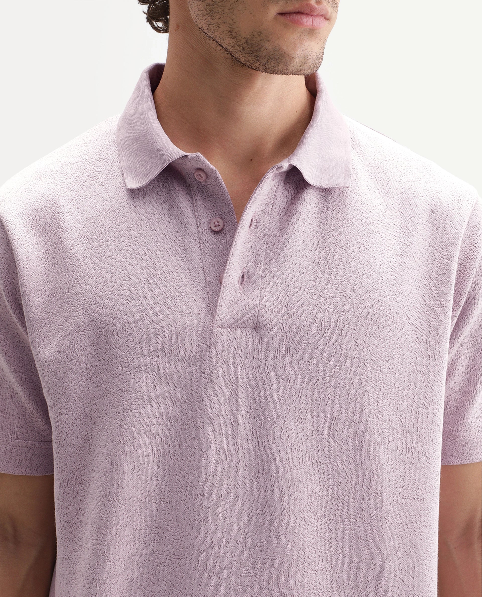 Rare Rabbit Men's Davin-P Light Pink Cotton Blend Spread Collar Regular Plain Polo