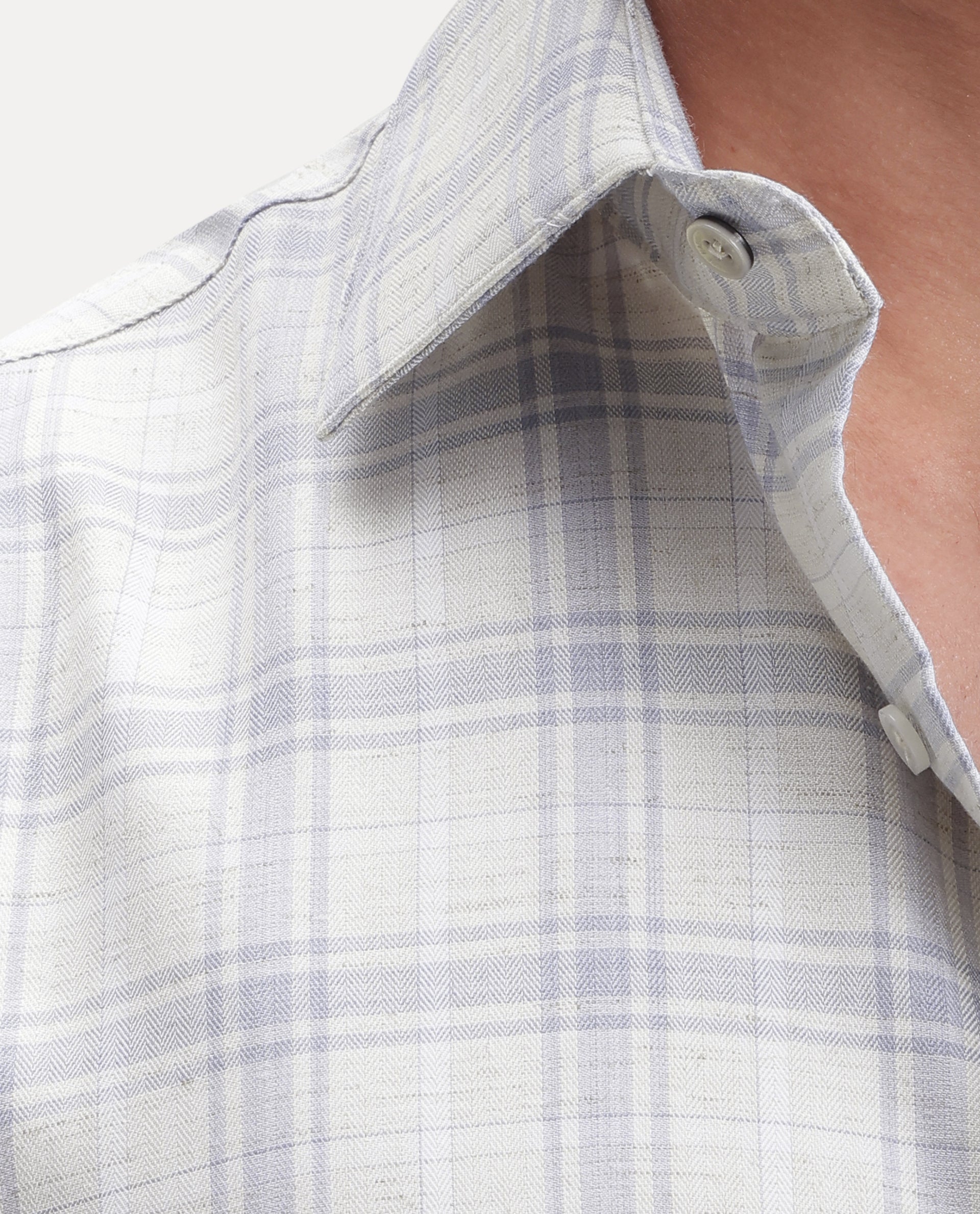 Rare Rabbit Men's Enar Dusky Blue Polyester Blend Button Regular Fit Checked Shirt