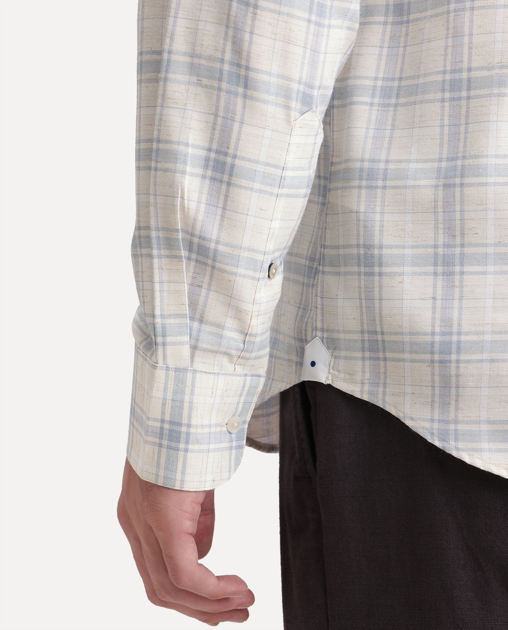Rare Rabbit Men's Enar Dusky Blue Polyester Blend Button Regular Fit Checked Shirt