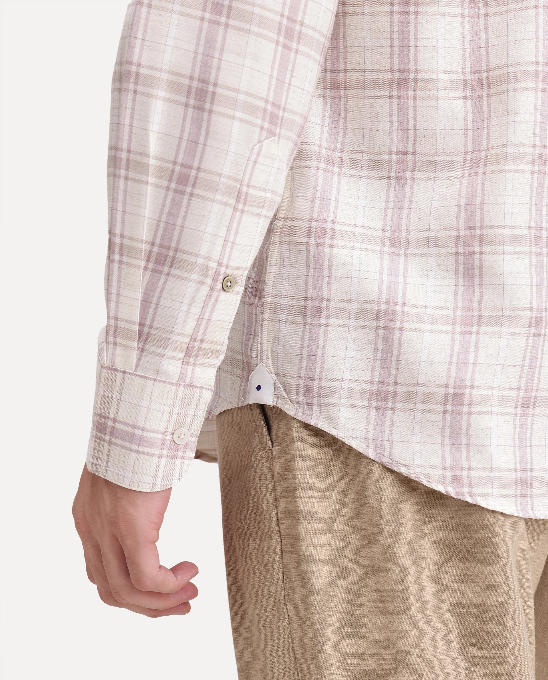 Rare Rabbit Men's Enar Dusky Pink Polyester Blend Button Regular Fit Checked Shirt