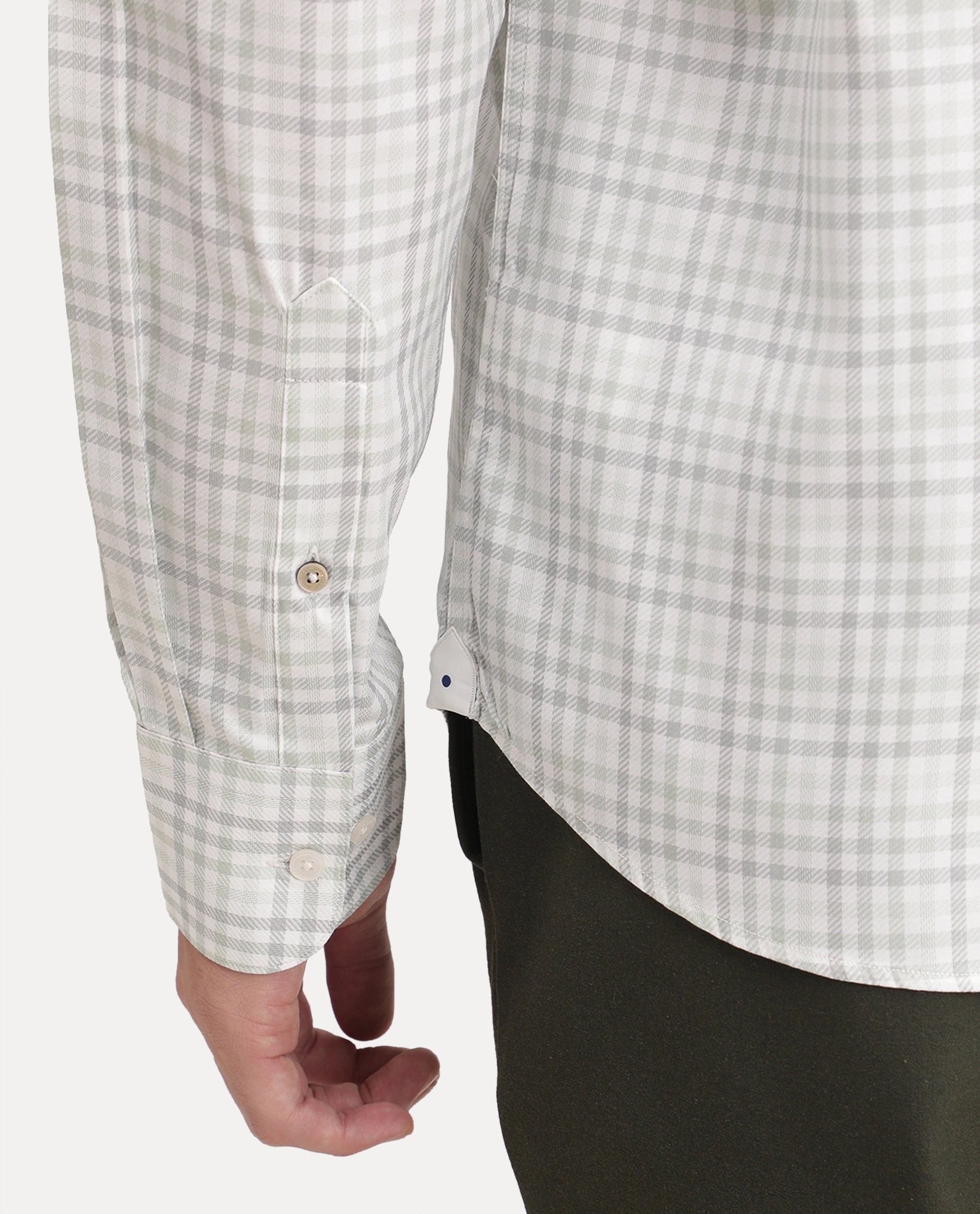 Rare Rabbit Men's Orexa Light Green Polyester Blend Button Regular Fit Checked Shirt