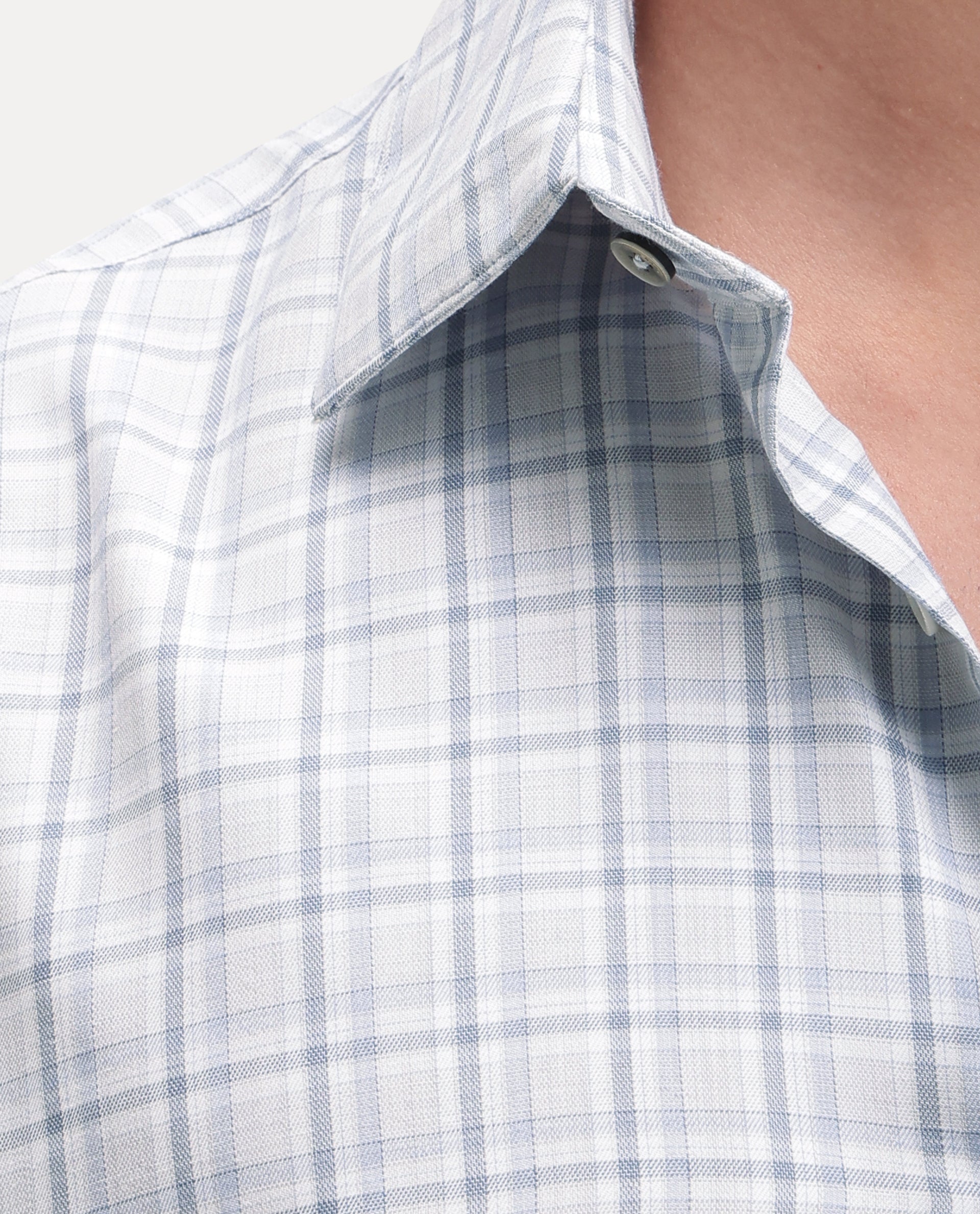 Rare Rabbit Men's Avron Blue Polyester Blend Button Regular Fit Checked Shirt