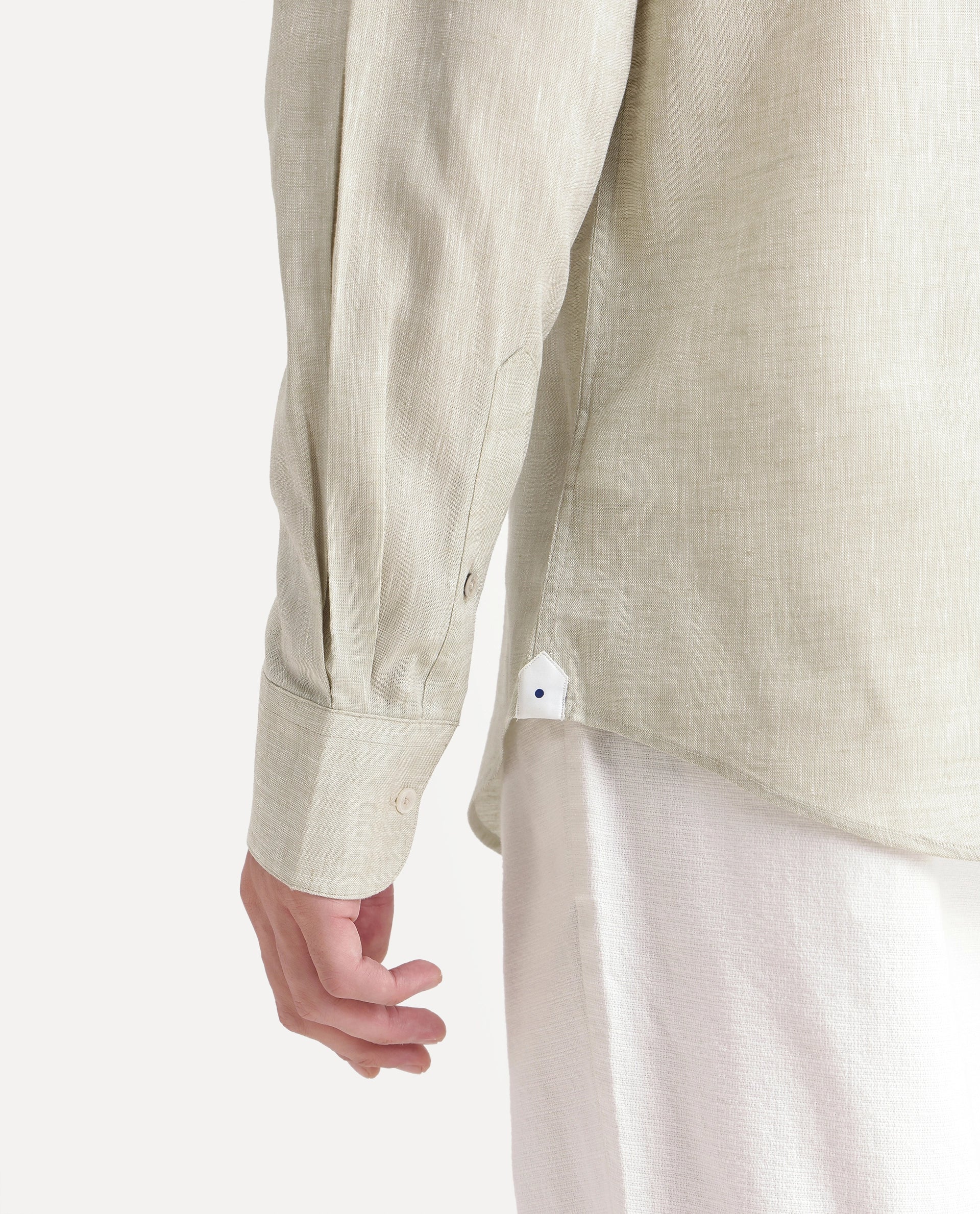 Rare Rabbit Men's Olvt Dusky Green Linen Blend Button Regular Fit Plain Shirt