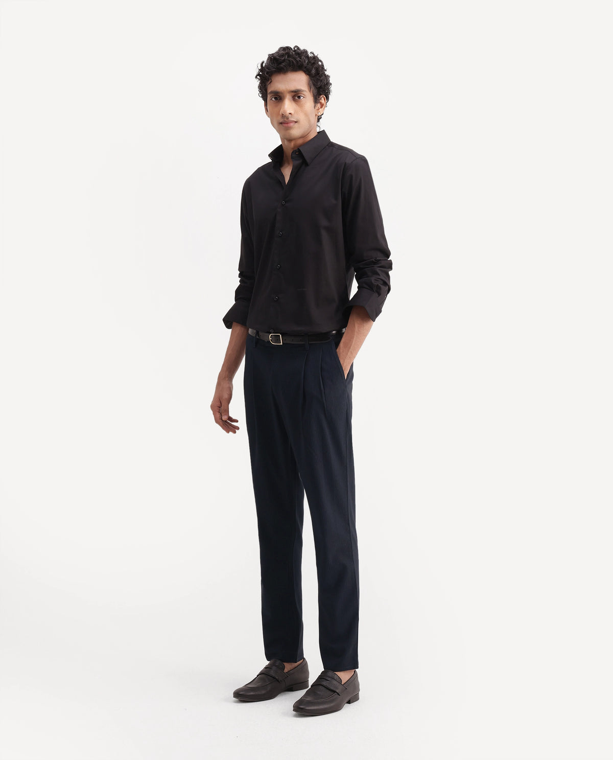 Rare Rabbit Men's Fyn Navy Polyester Blend Regular Fit Striped Trouser - image 5