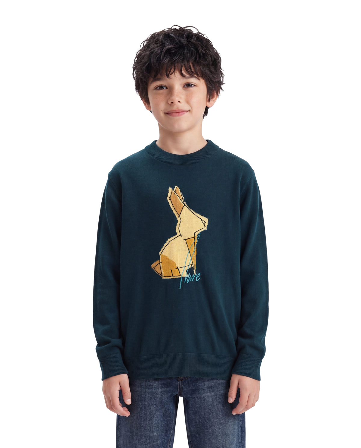 Rare Ones Kids Mipo-26 Navy Acrylic Fabric Pull-On Closure Regular Fit Graphic Print Sweater